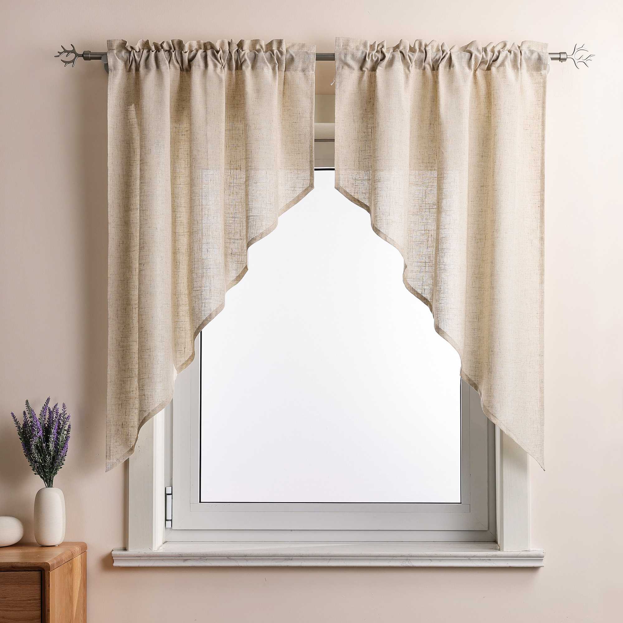 Kurzgardinen im Volant-Stil mit Karomuster 2er Set