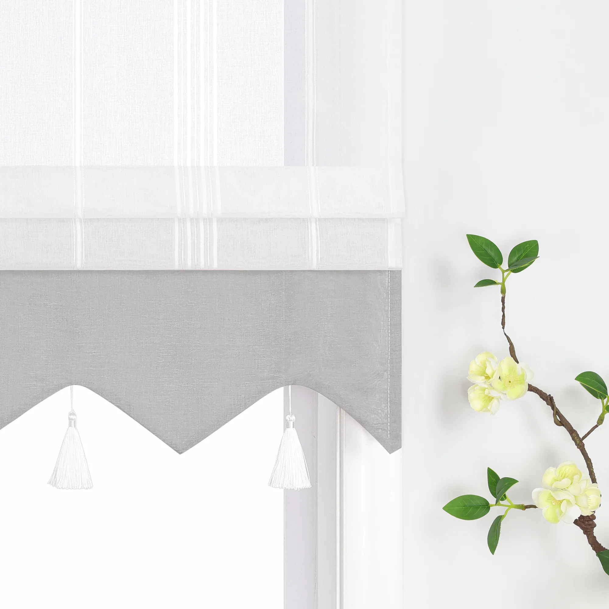 Delien Raffrollo mit Schlaufen und Quasten | Elegantes Design für stilvolle Fenster