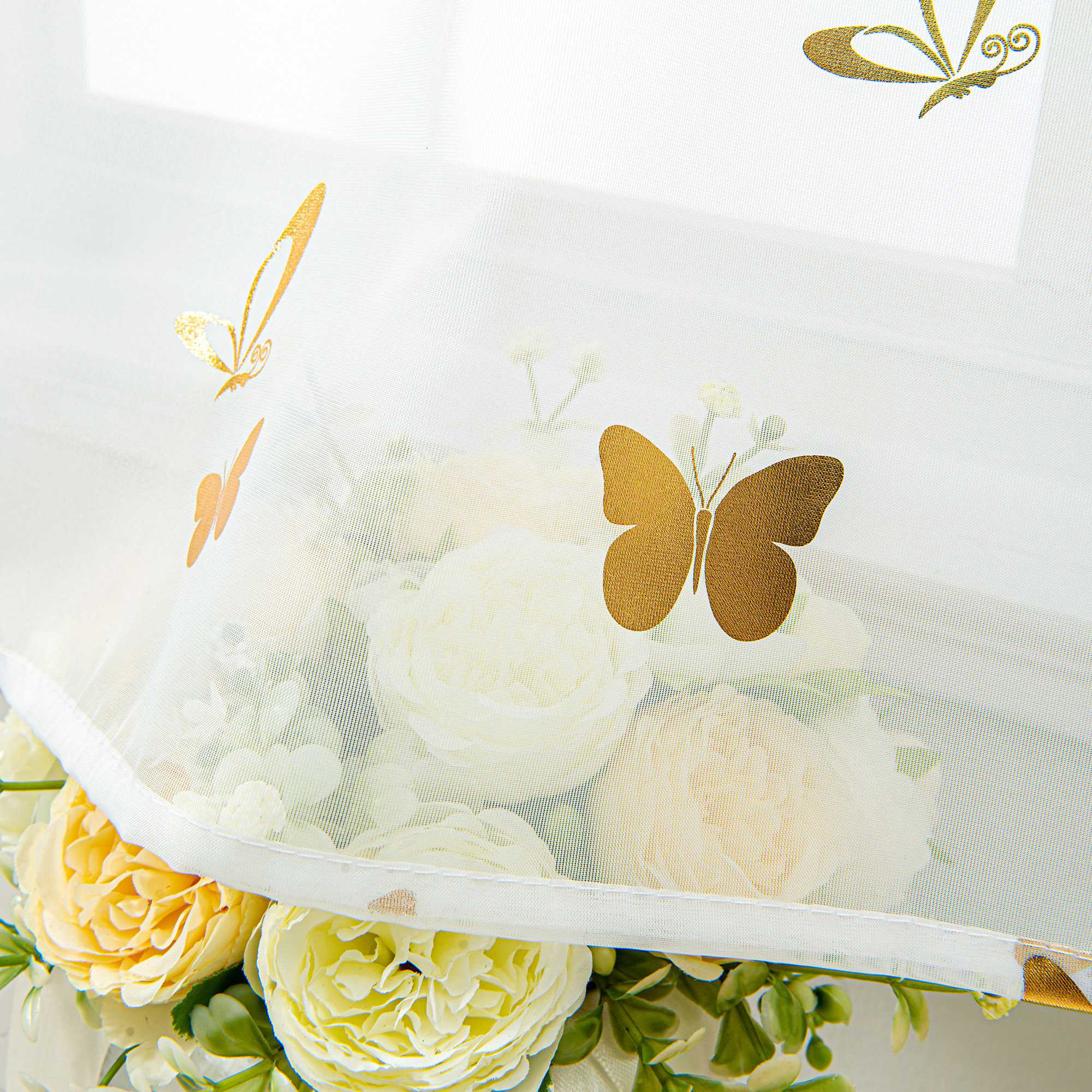 Scheibengardine mit Schmetterling Glanzdruck Transparent Küche Gardinen