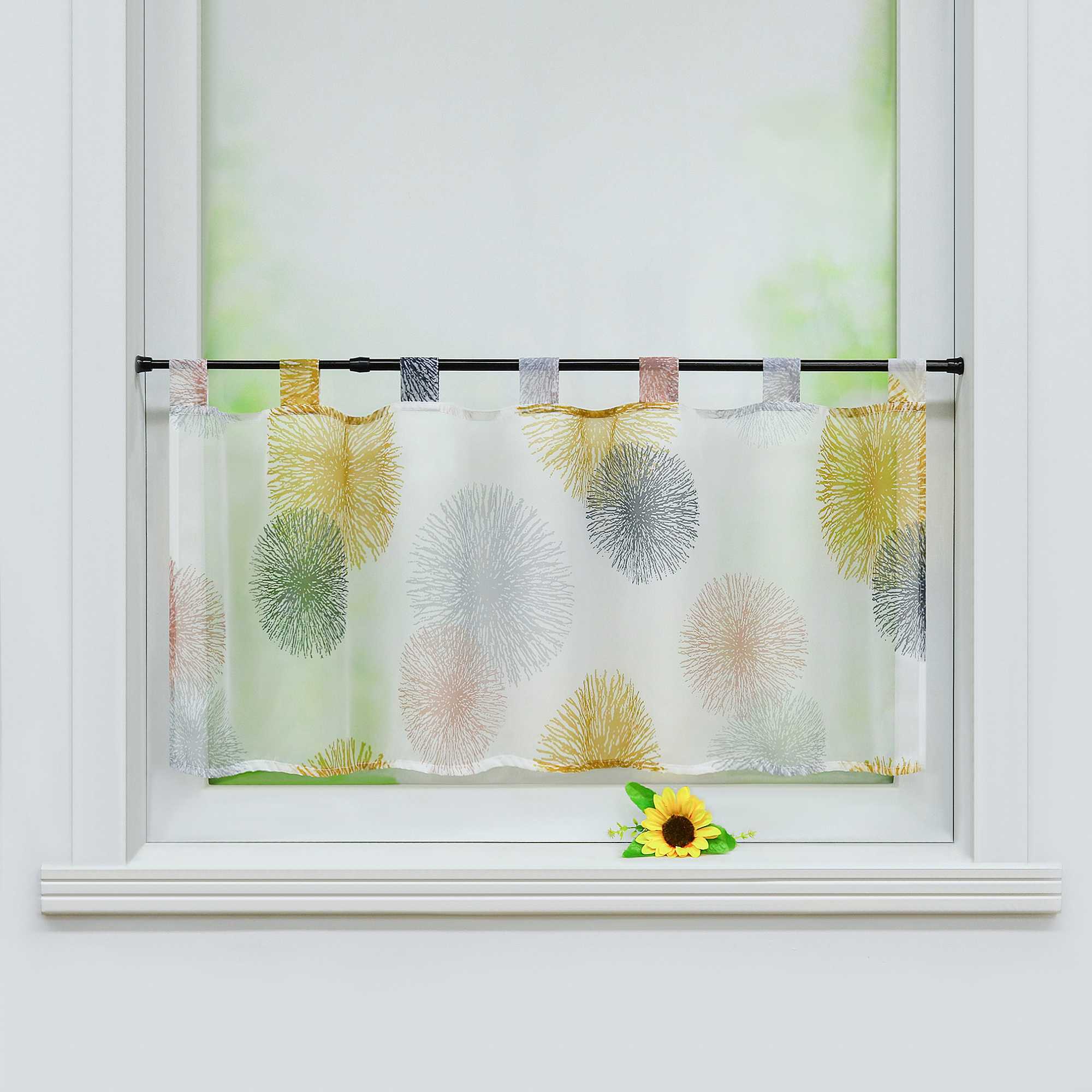 Scheibengardine Schlaufengardine mit Feuerwerksmuster Feriendeko halbtransparent Pflegeleicht Lichtdurchlässig 1 stück