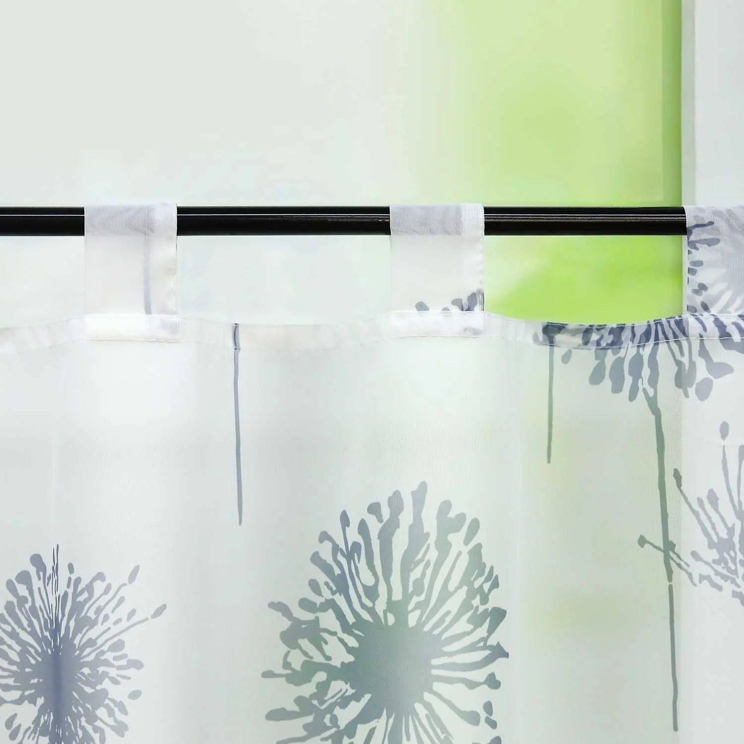 Scheibengardine Schlaufengardine transparent Pusteblumenmuster 1 Stück