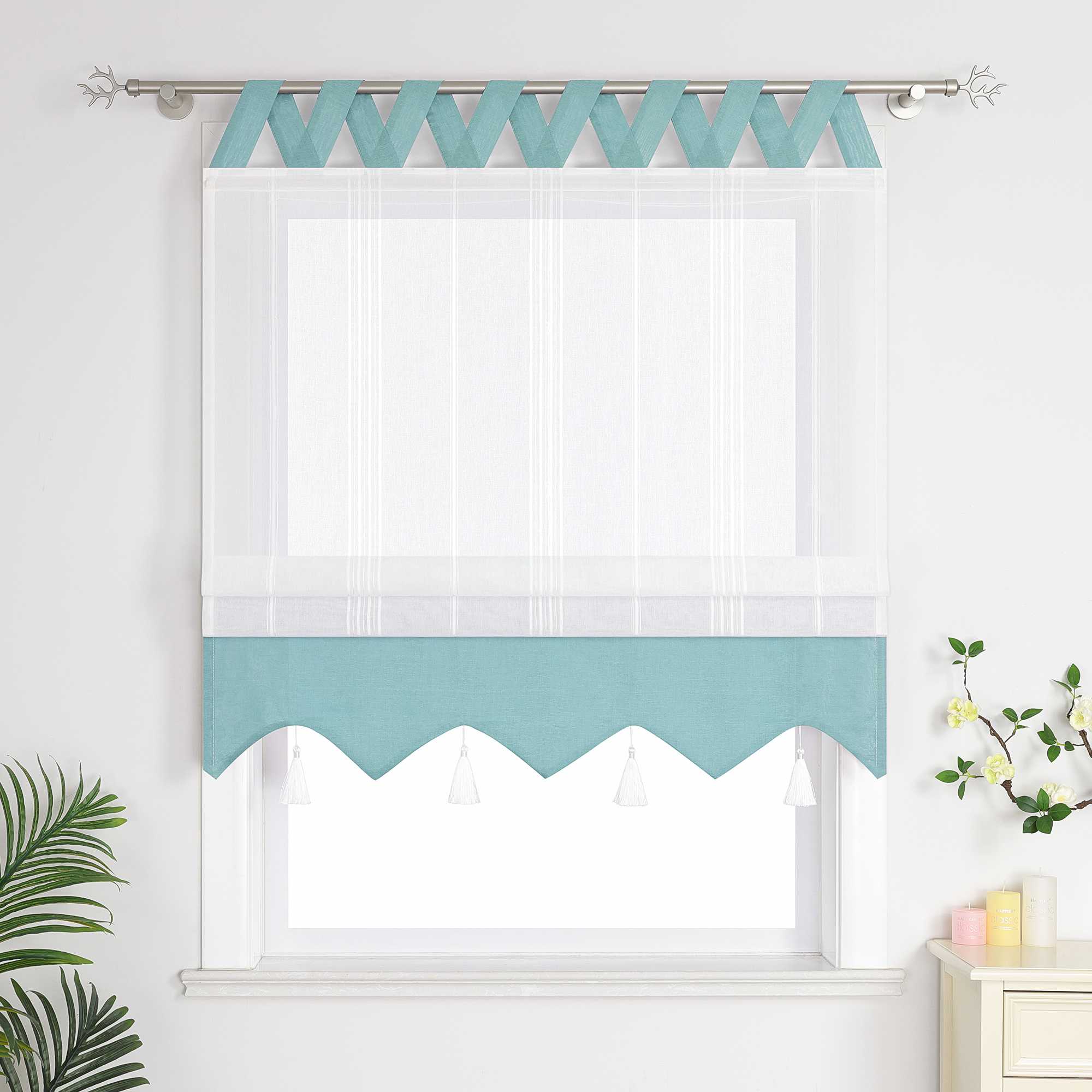 Delien Raffrollo mit Schlaufen und Quasten | Elegantes Design für stilvolle Fenster