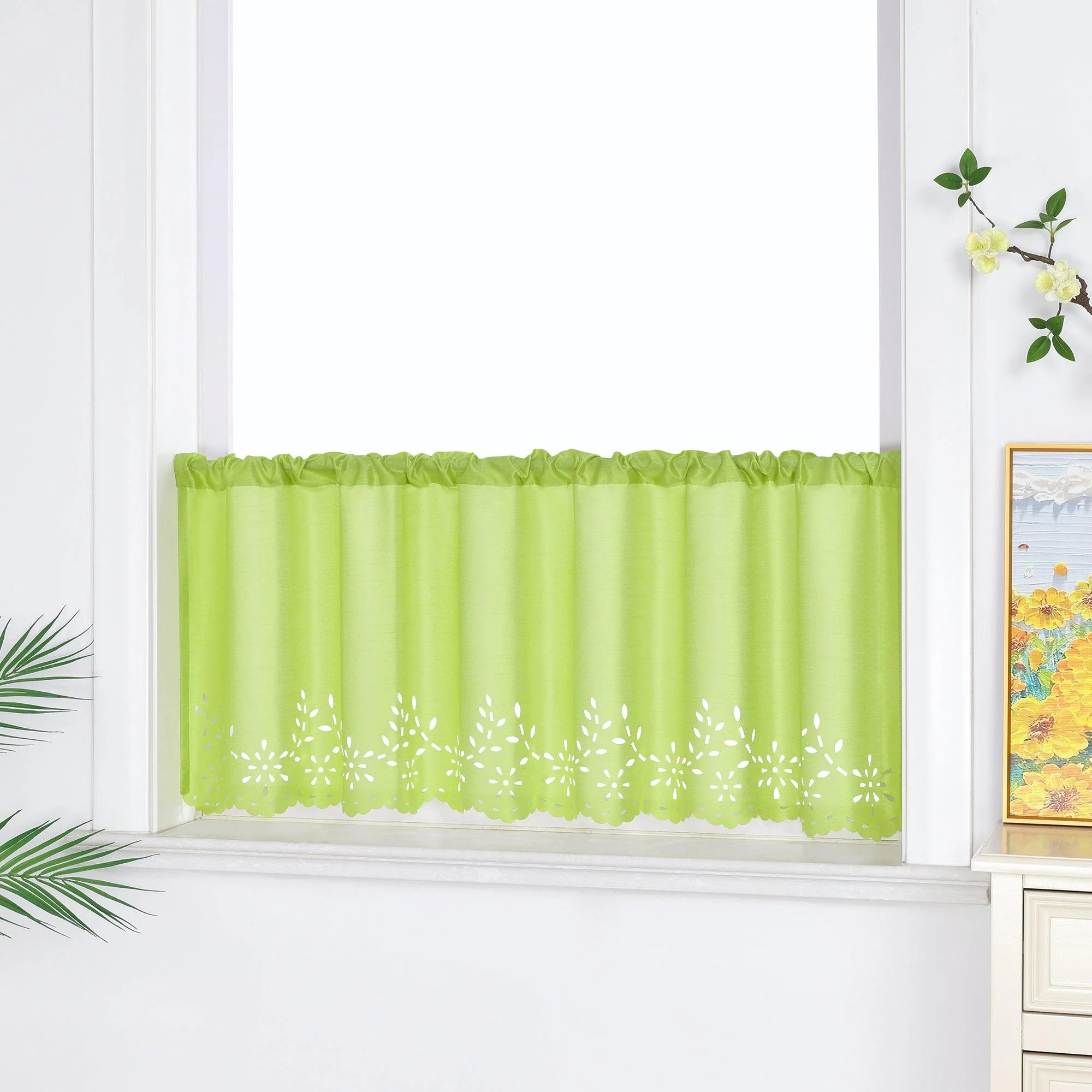 Scheibengardine mit Lochmuster Küchengardinen Kurz Voile Bistrogardine