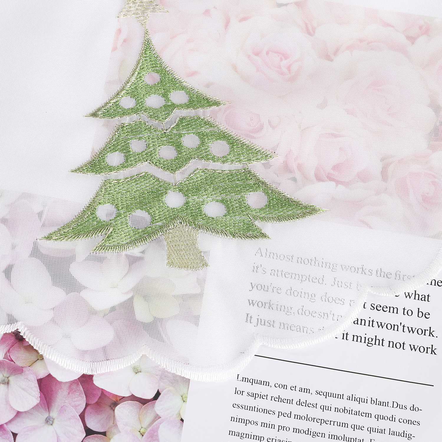 Scheibengardine mit Tannenbaum & Schneeflocken weihnachten kurz Gardine