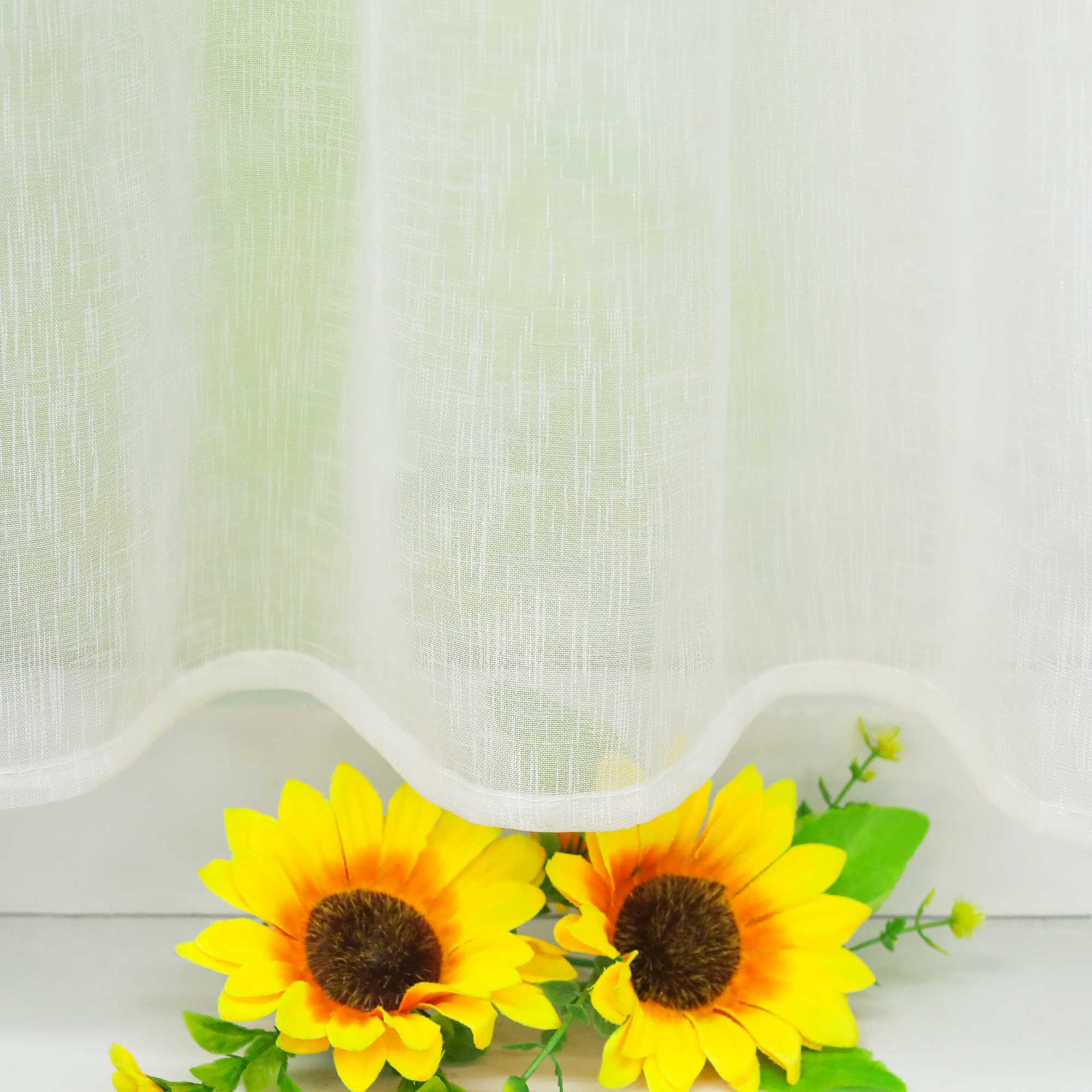 Scheibengardine 2er Set Bistrogardinen durch Tunnelzug Kurzgardinen Leinen Halbtransparent