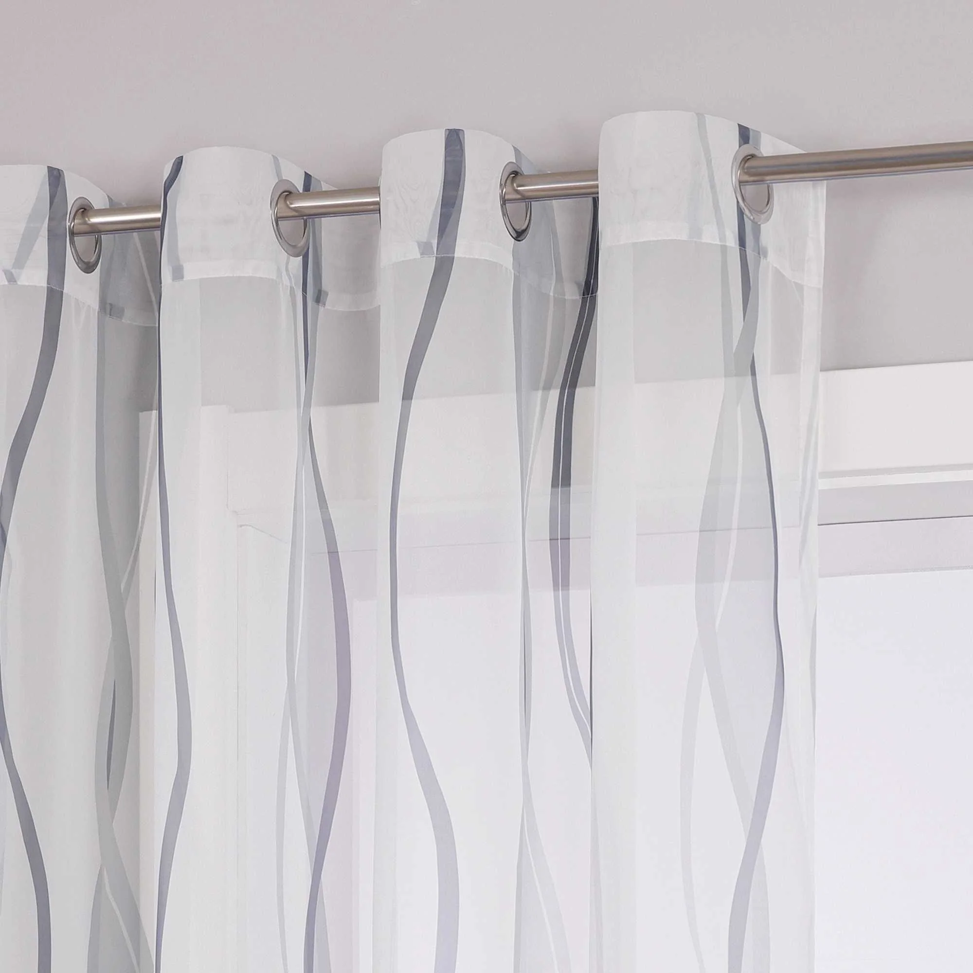 Vorhang Ösenschal mit bunten Wellenmustern Halbtransparent 1 stück