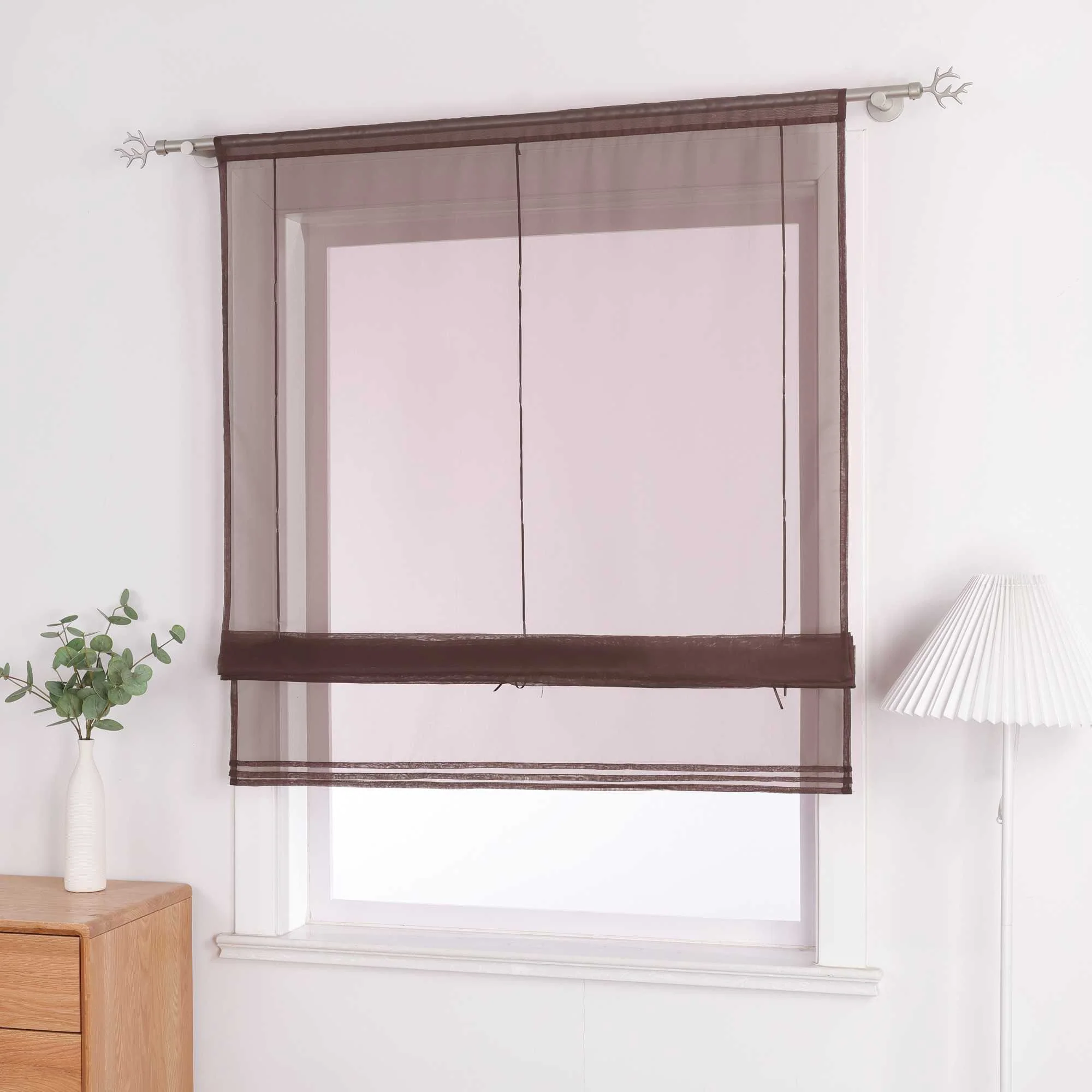 Rollos durch Stangendurchzug Transparente Luftig Unifarbig 1 Stück