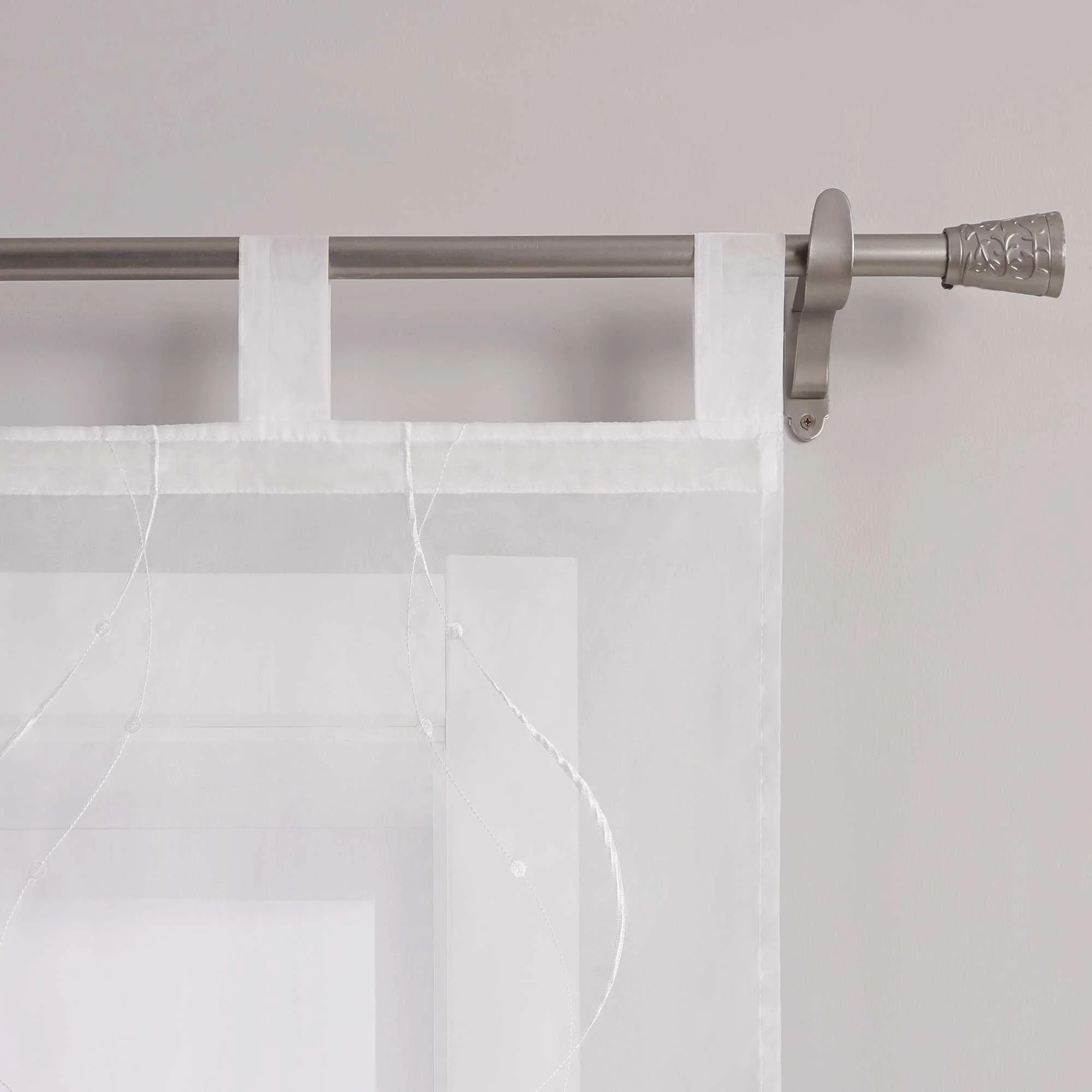 Schiebegardinen mit Schlaufen 2er Flächenvorhänge Schiebevorhang mit Wellenperlenmuster Stickerei Transparent