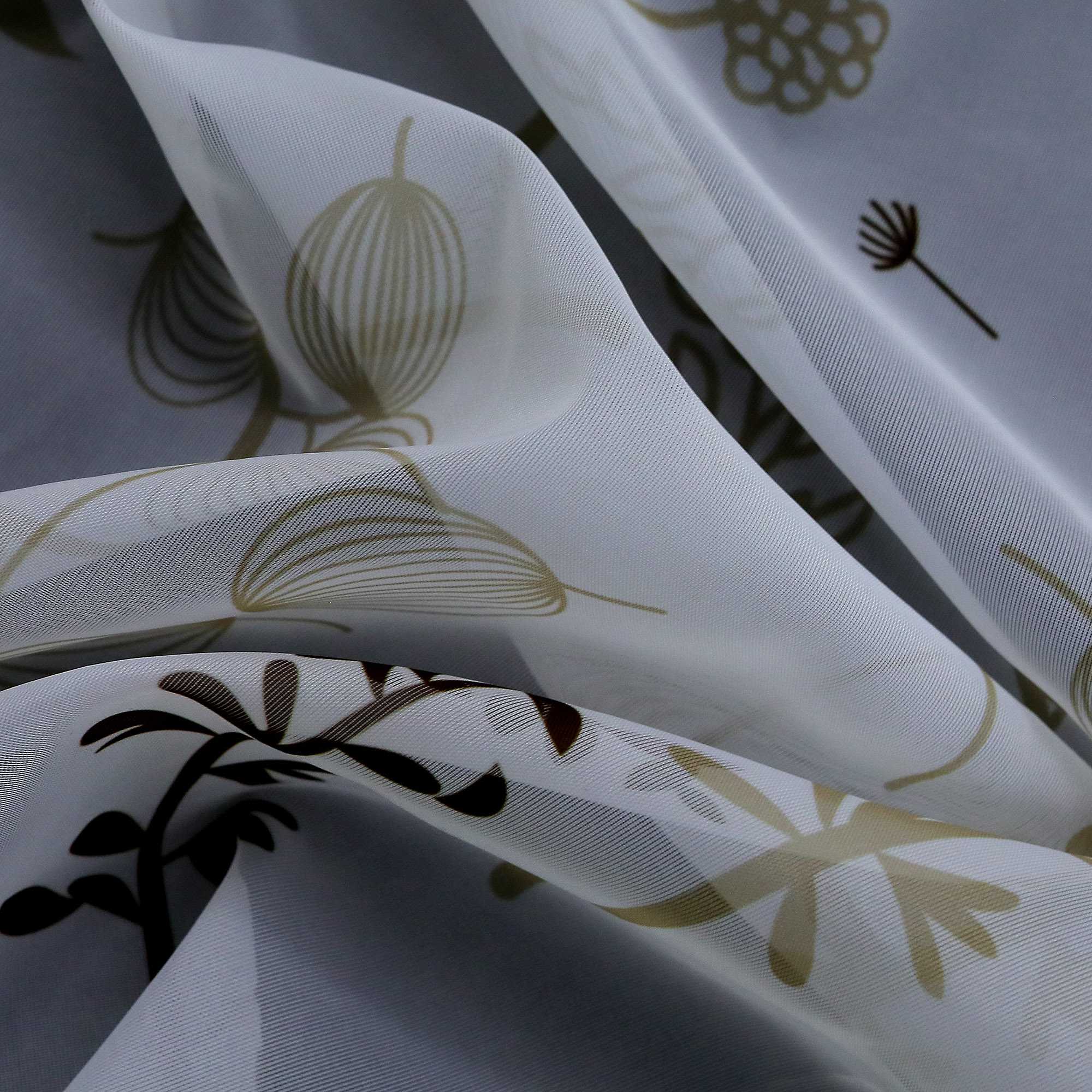 Raffrollo mit Schlaufen Voile Raffgardine Modern Küche Gardinen mit Laternenblume Muster Wohnzimmer Halbtransparent