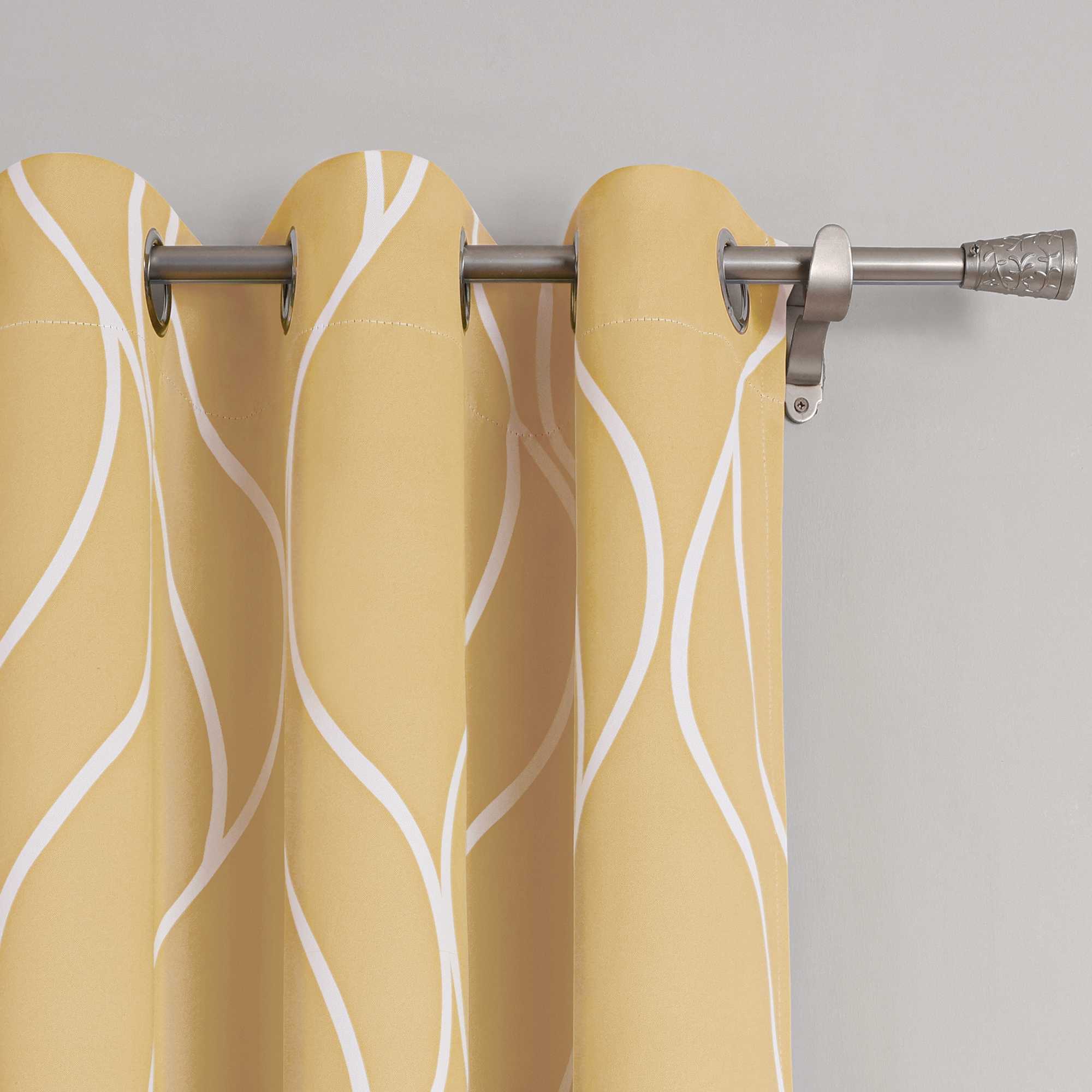 Verdunkelungsvorhänge Ösenschal mit Wellenmuster Blickdichte Landhaus Schlafzimmer  1 St.