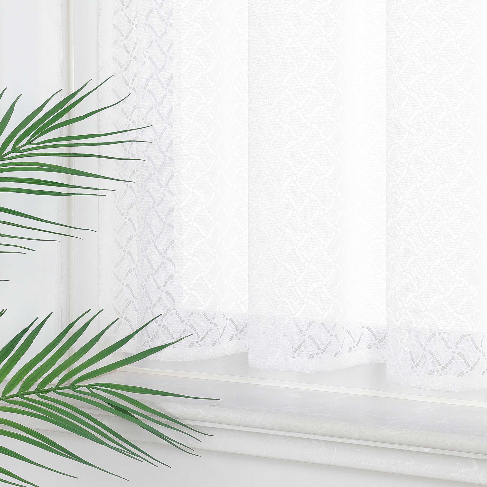 Scheibengardinen mit feinem Linienmuster transparent und luftig 2er Set | Perfekt für Küche