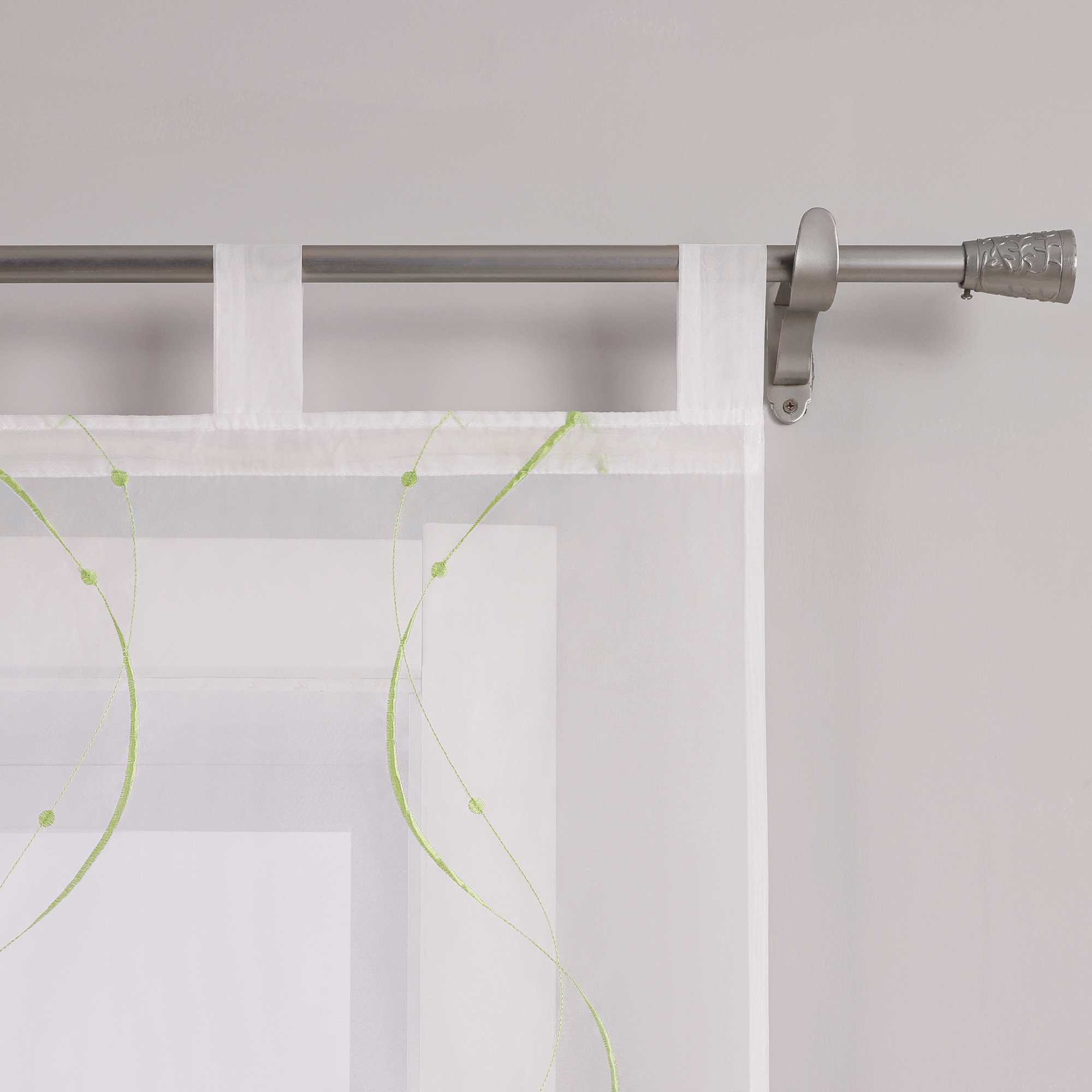 Schiebegardinen mit Schlaufen 2er Flächenvorhänge Schiebevorhang mit Wellenperlenmuster Stickerei Transparent