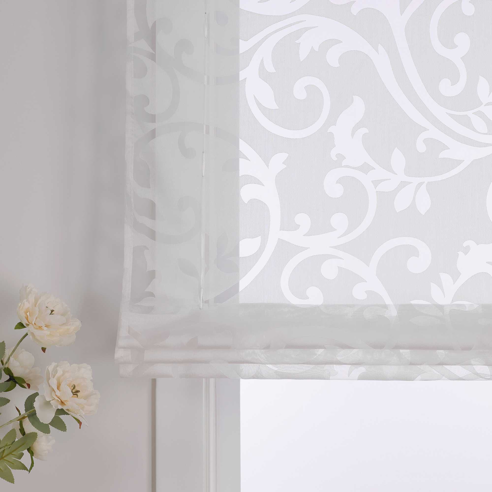 Transparente Schlaufengardine mit Blumenmuster Café Fenstergardine Raffrollos 1 Stück