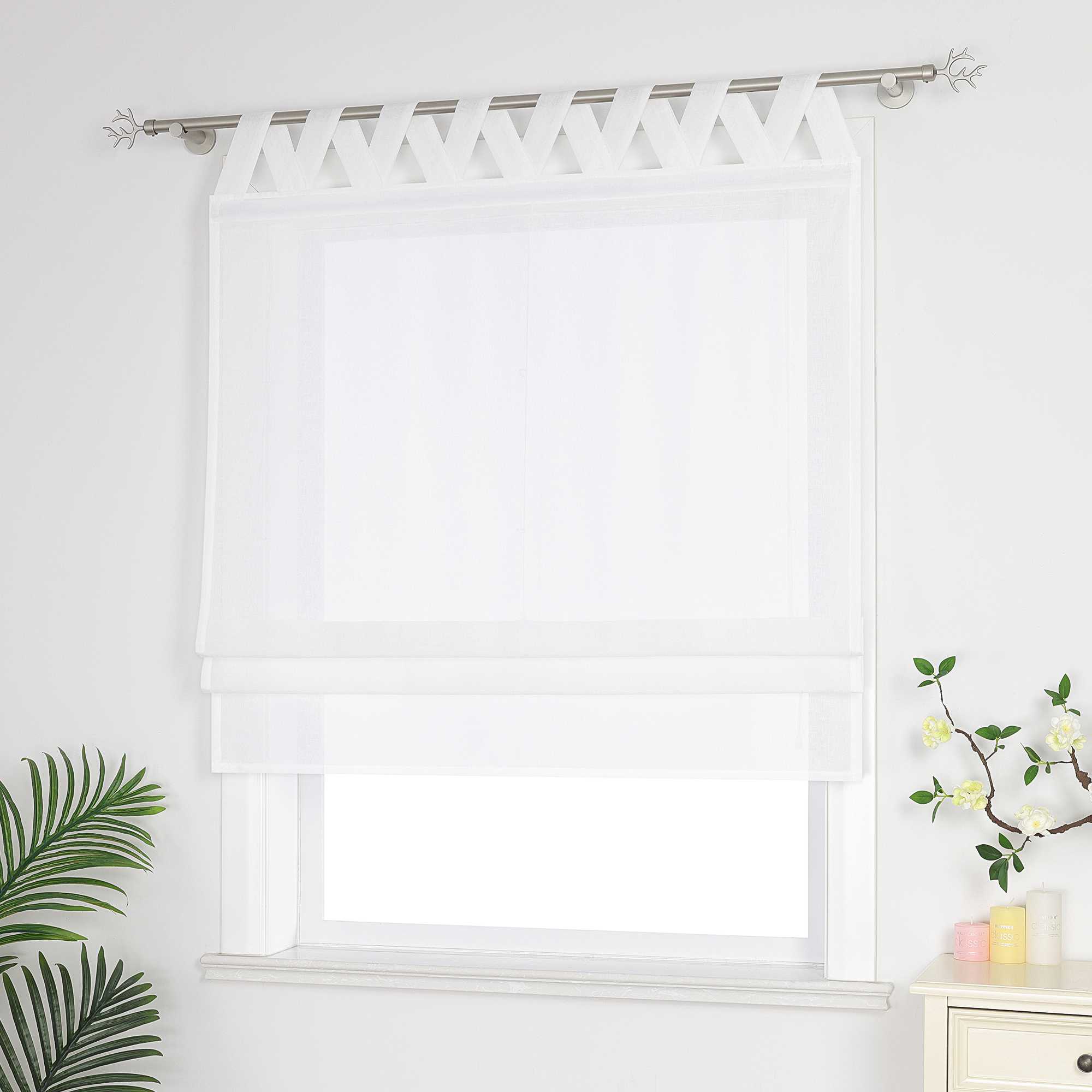 Delien Weiße Rollogardine mit Schlaufen | Eleganz und Funktionalität für jedes Fenster