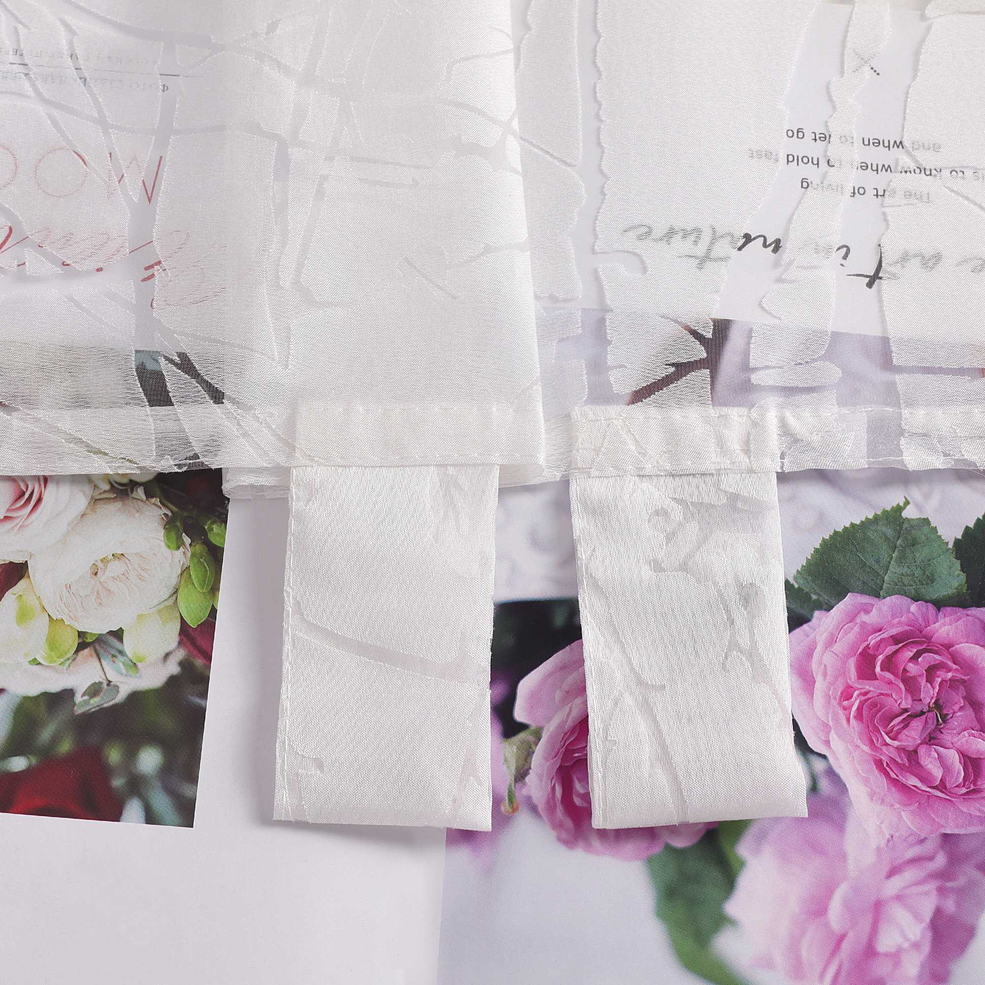 Transparente Vorhang mit Blumenmuster aus Polyester Lichtdurchlässig Wohnzimmer weiß 1 stück