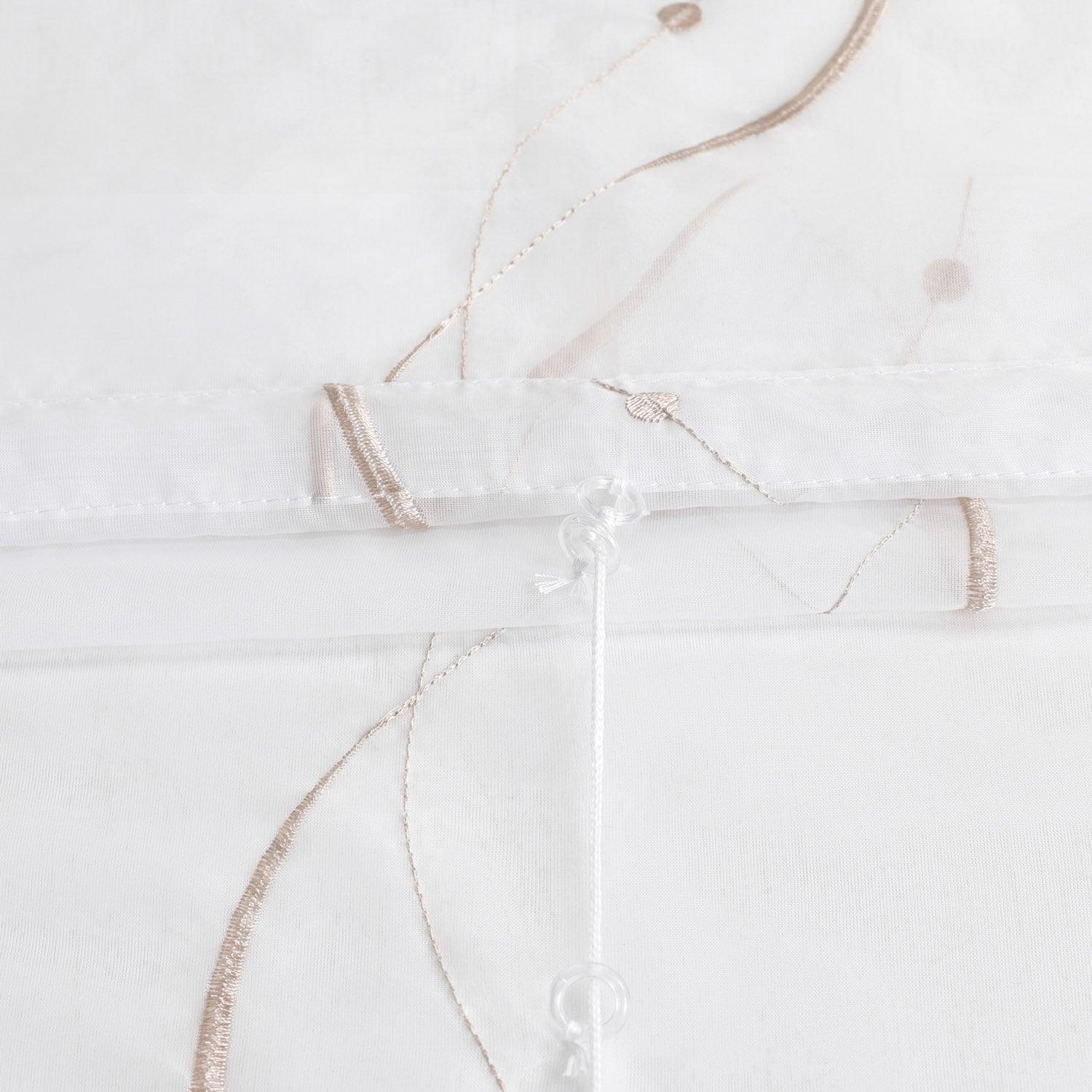 Raffrollo mit Klettband Küche Gardinen Raffgardinen Voile Bändchenrollo mit Wellenperlenmuster Stickerei Transparent 1 Stück