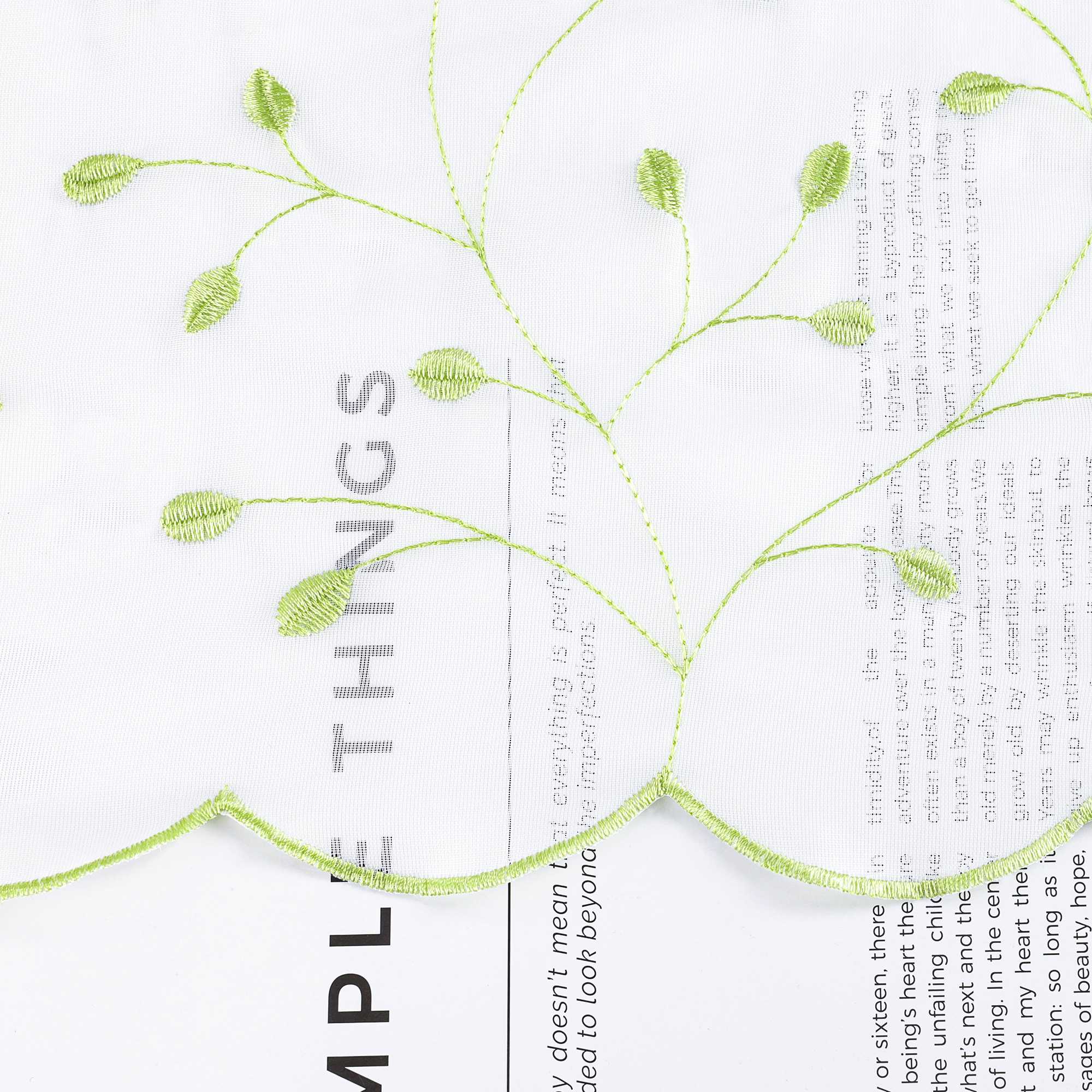 Scheibengardine mit Blumenstickerei Modern Voile Bistrogardine mit Lochleiste Unifarbige Kurzstores Landhausstil Transparent 1 Stück