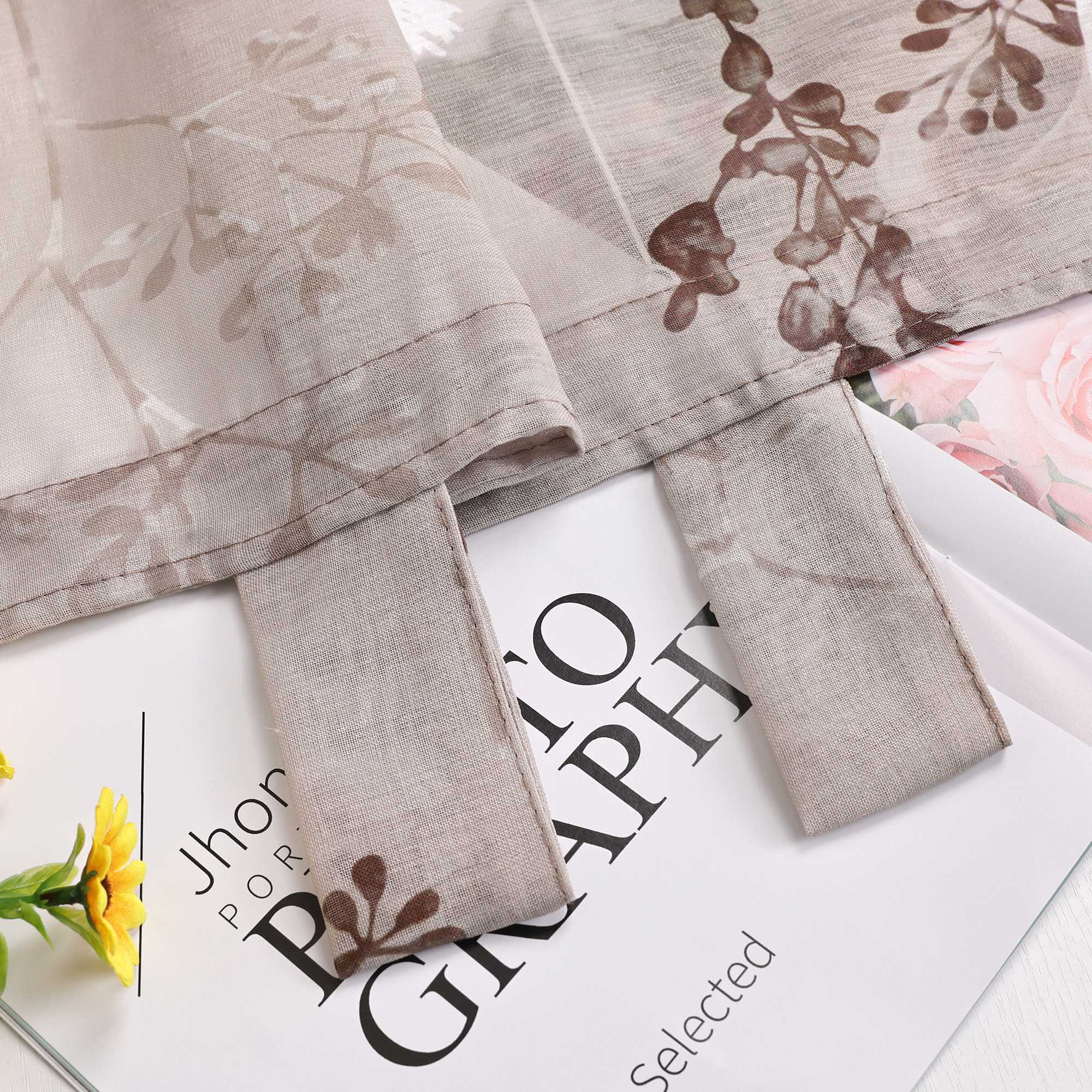 Raffrollo mit Schlaufen Voile Gardinen Landhaus Küche Raffgardinen Schlaufenrollo Transparent