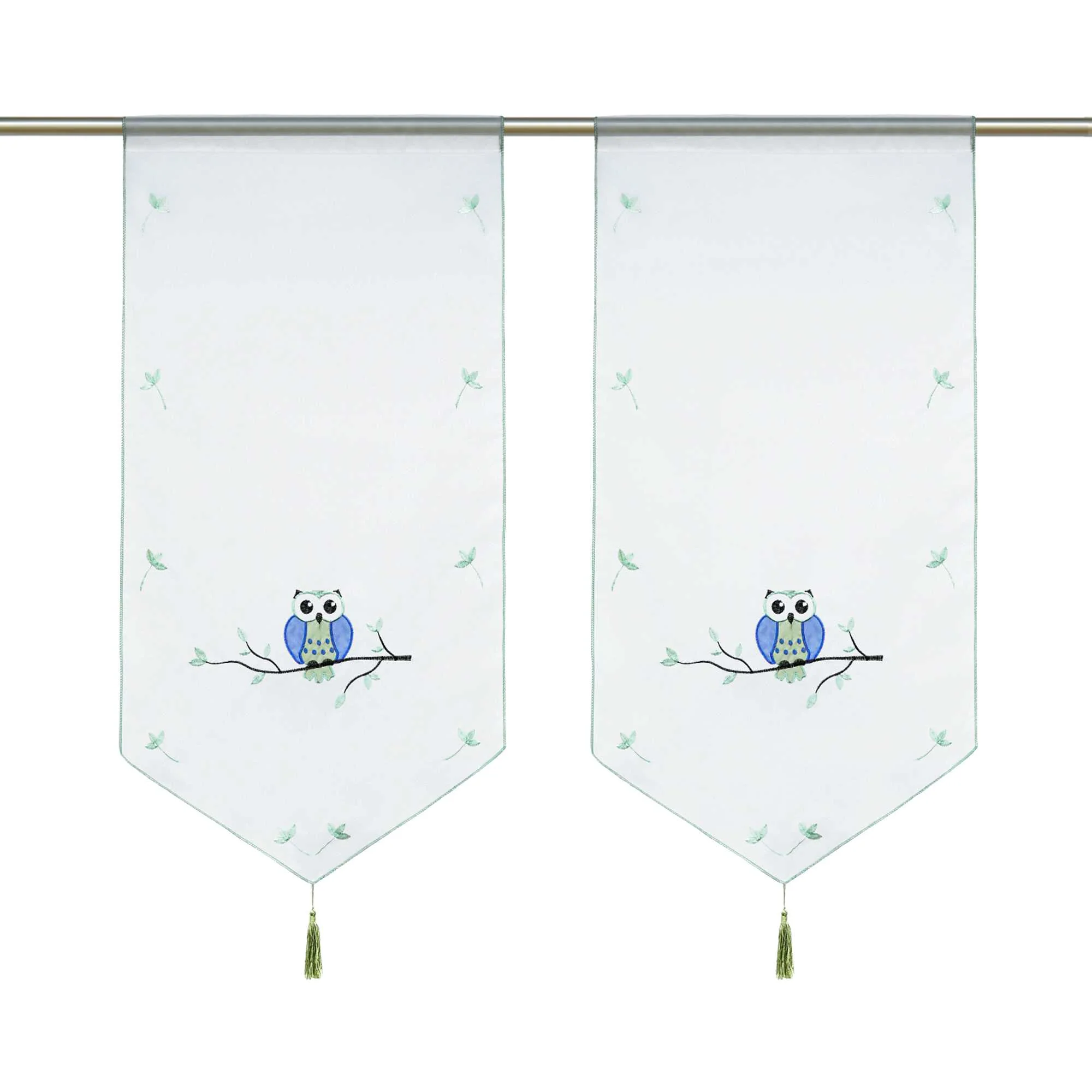 Elegante Bistro Gardinen mit Eulen für kleine Fenster 1 Stück