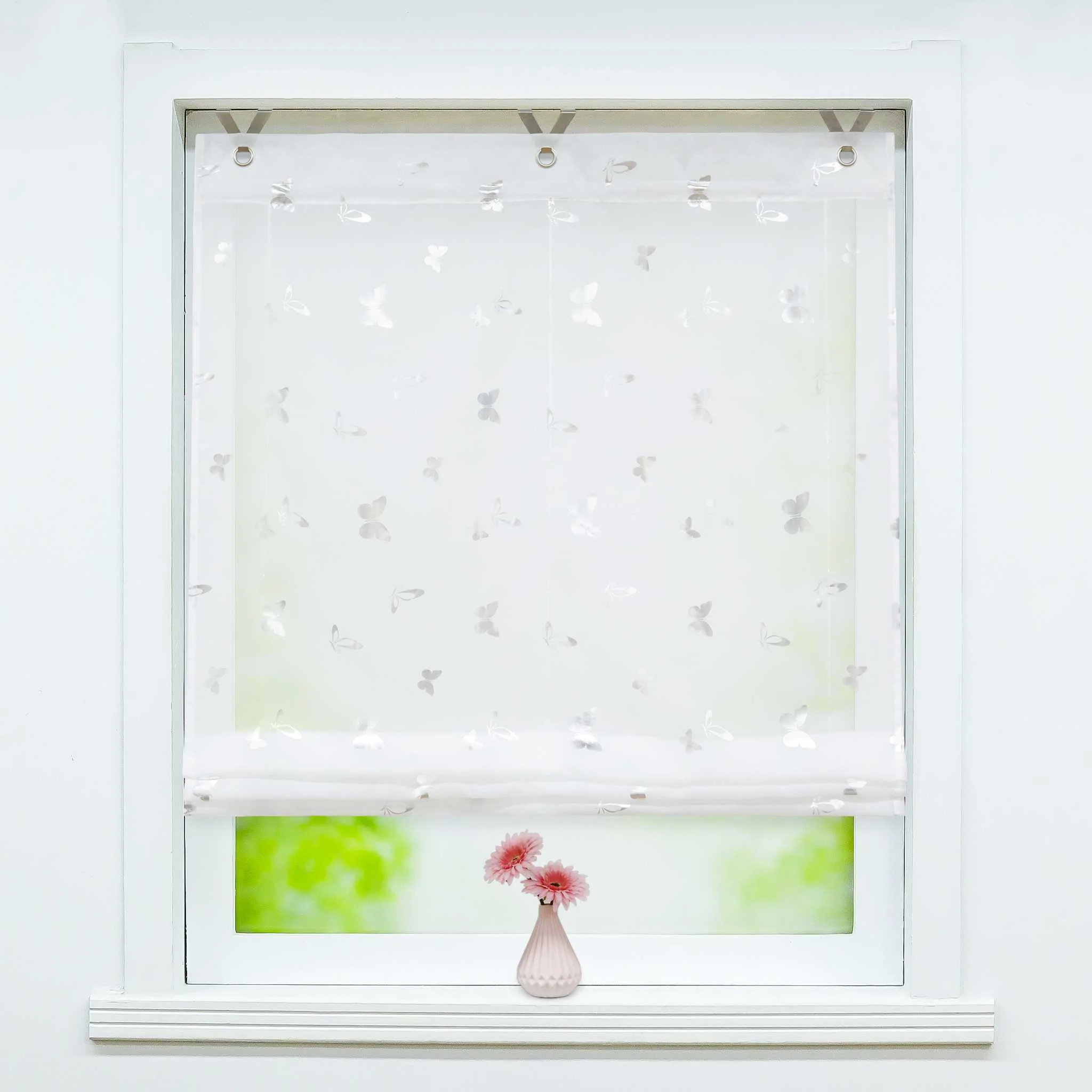 Raffrollo mit V-Haken Raffgardine mit leuchtendem Schmetterlingsmuster 1 stück