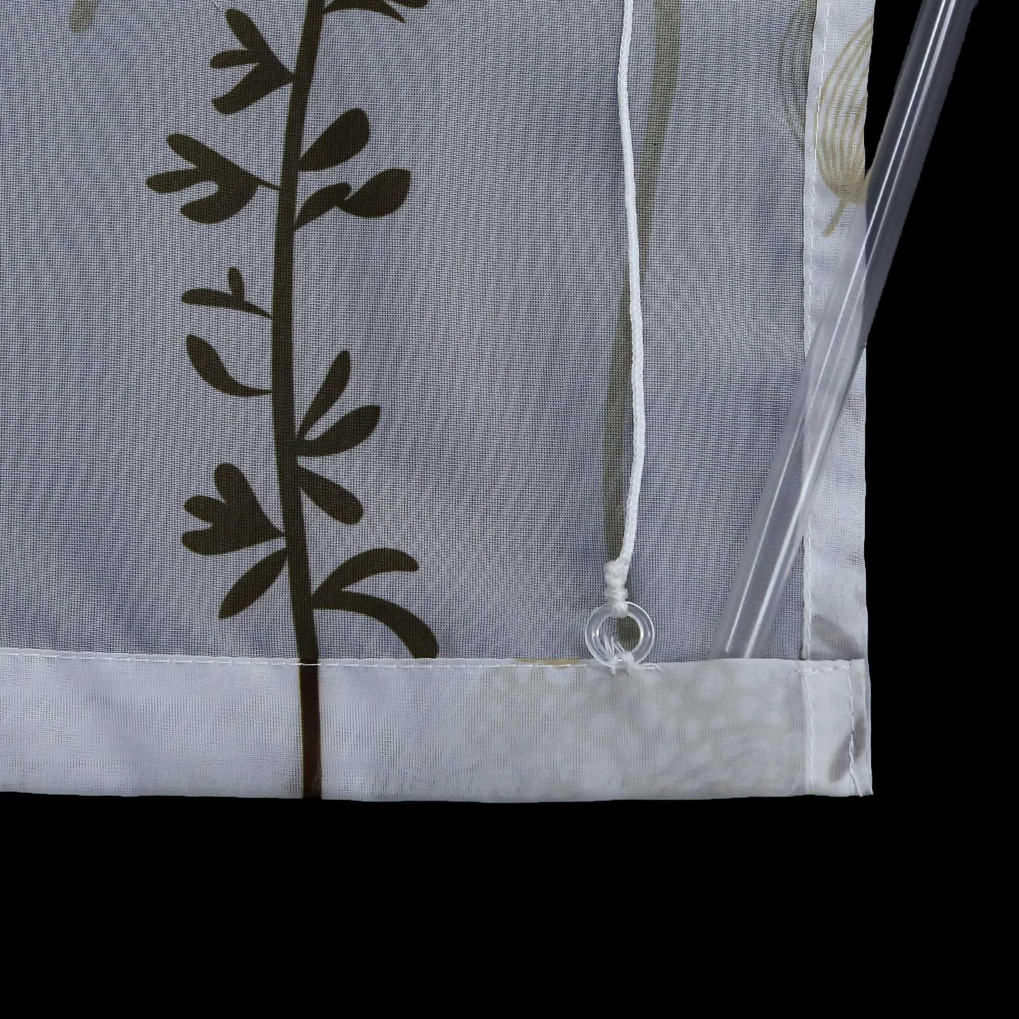 Raffrollo ohne Bohren Ösenrollo mit Hakenaufhängung Küche Raffgardine mit Laternenblume Muster Halbtransparent