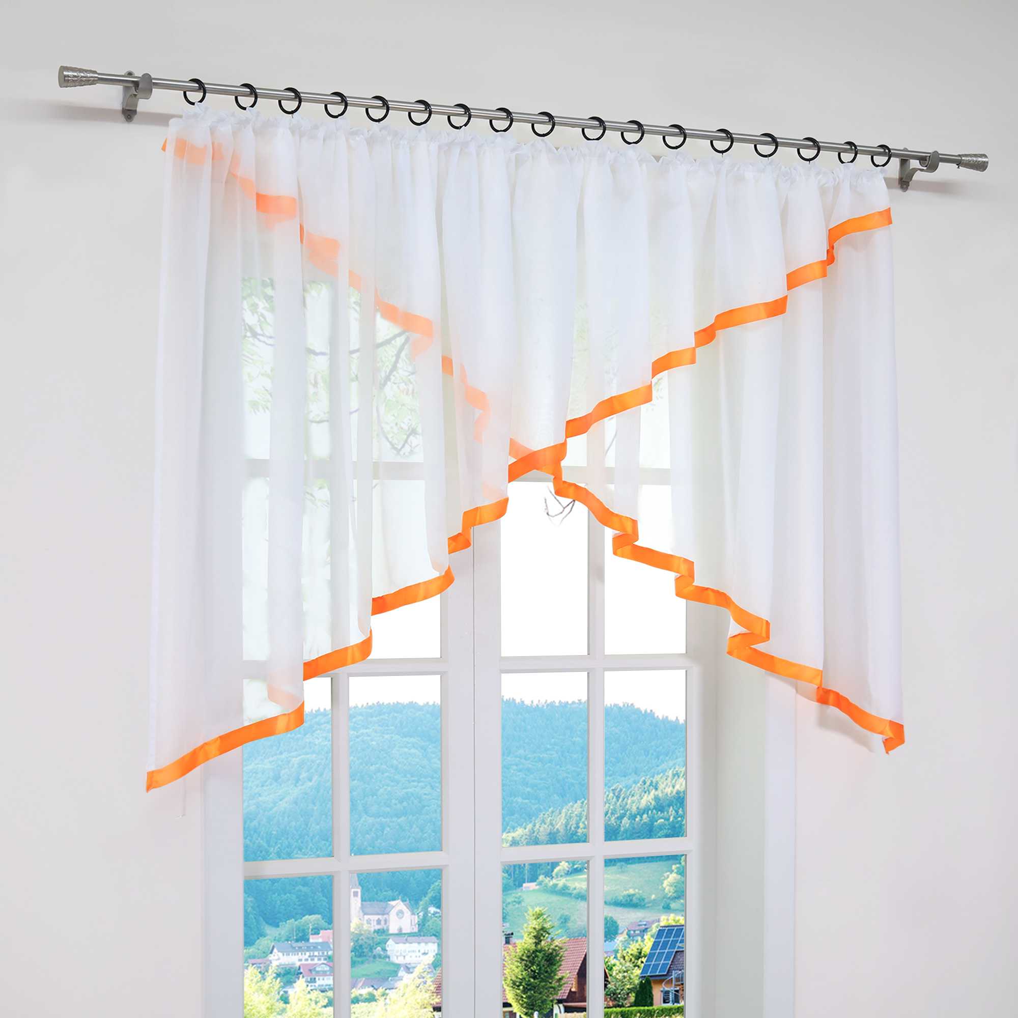 Scheibengardinen Kräuselbandgardine Fensterdeko Kreuzdesign Obere Fensterabdeckung 1 stück