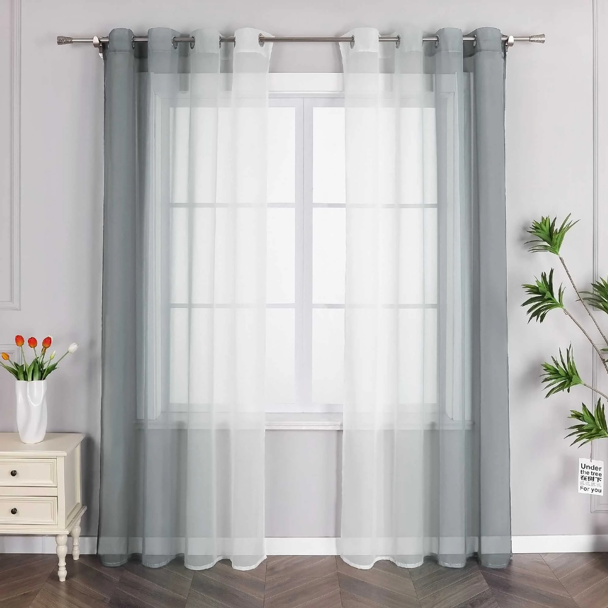 Transparente Vorhänge mit Farbverlauf 2er Set