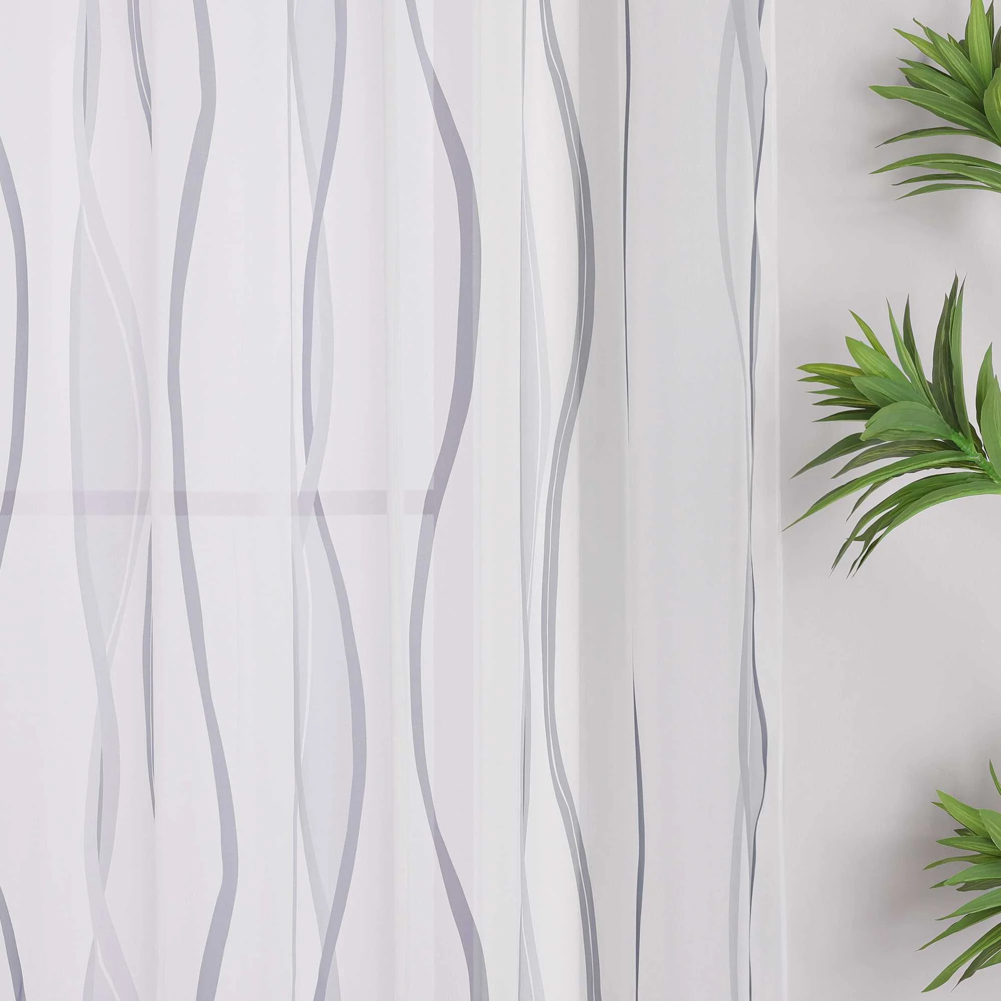 Vorhang Kräuselband aus Polyester mit bunten Wellenmustern tranparent 1 stück