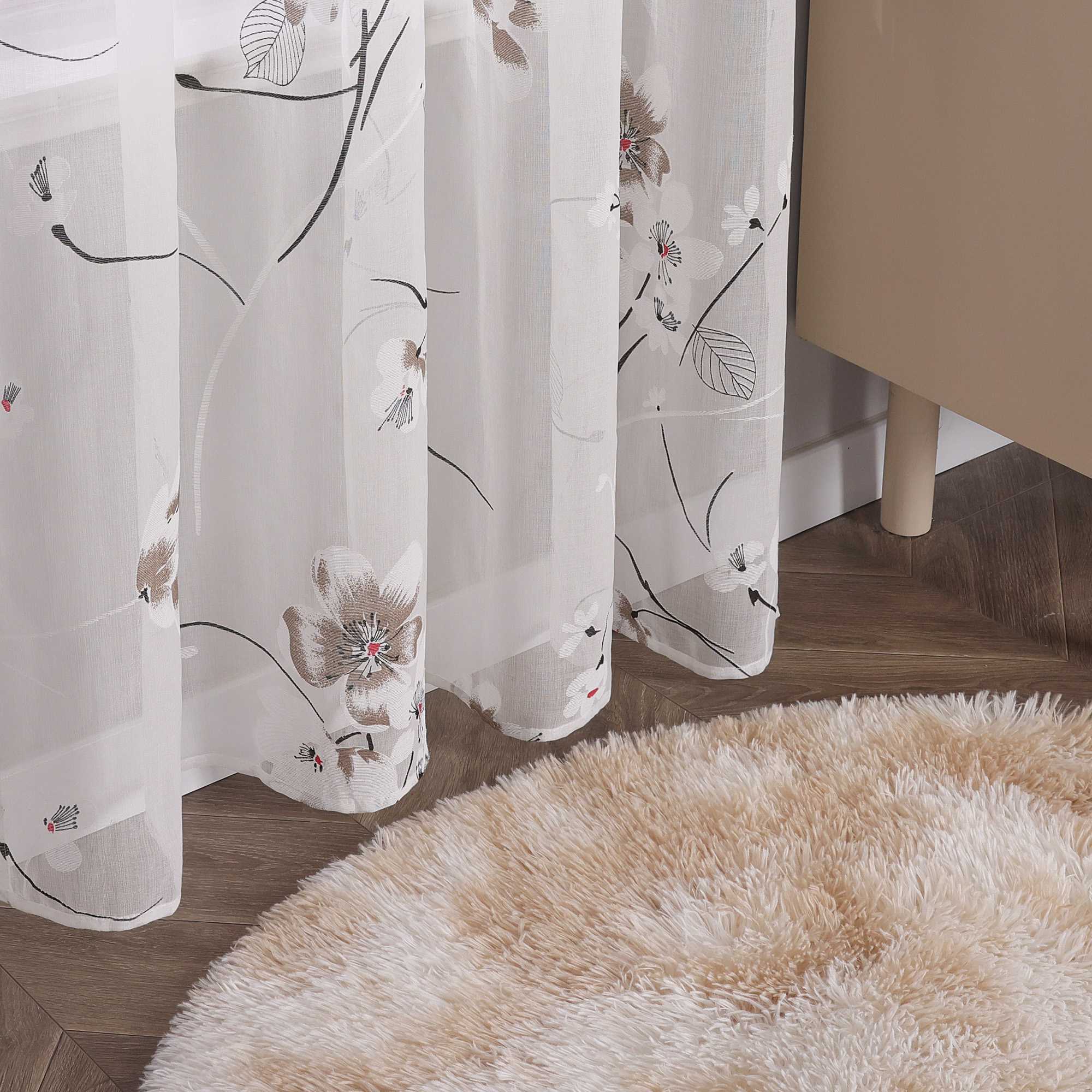 Transparent Vorang mit floramuster Kirschblüte Ösenschal 1 Stück