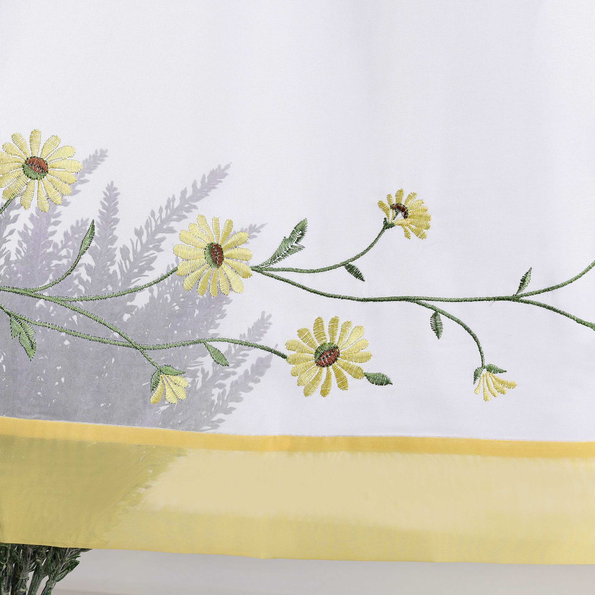 Scheibengardinen Bistrogardine Schlaufen Küche Gardinen Landhausstil Transparent Kurzstores mit kleiner Gänseblümchen-Stickerei