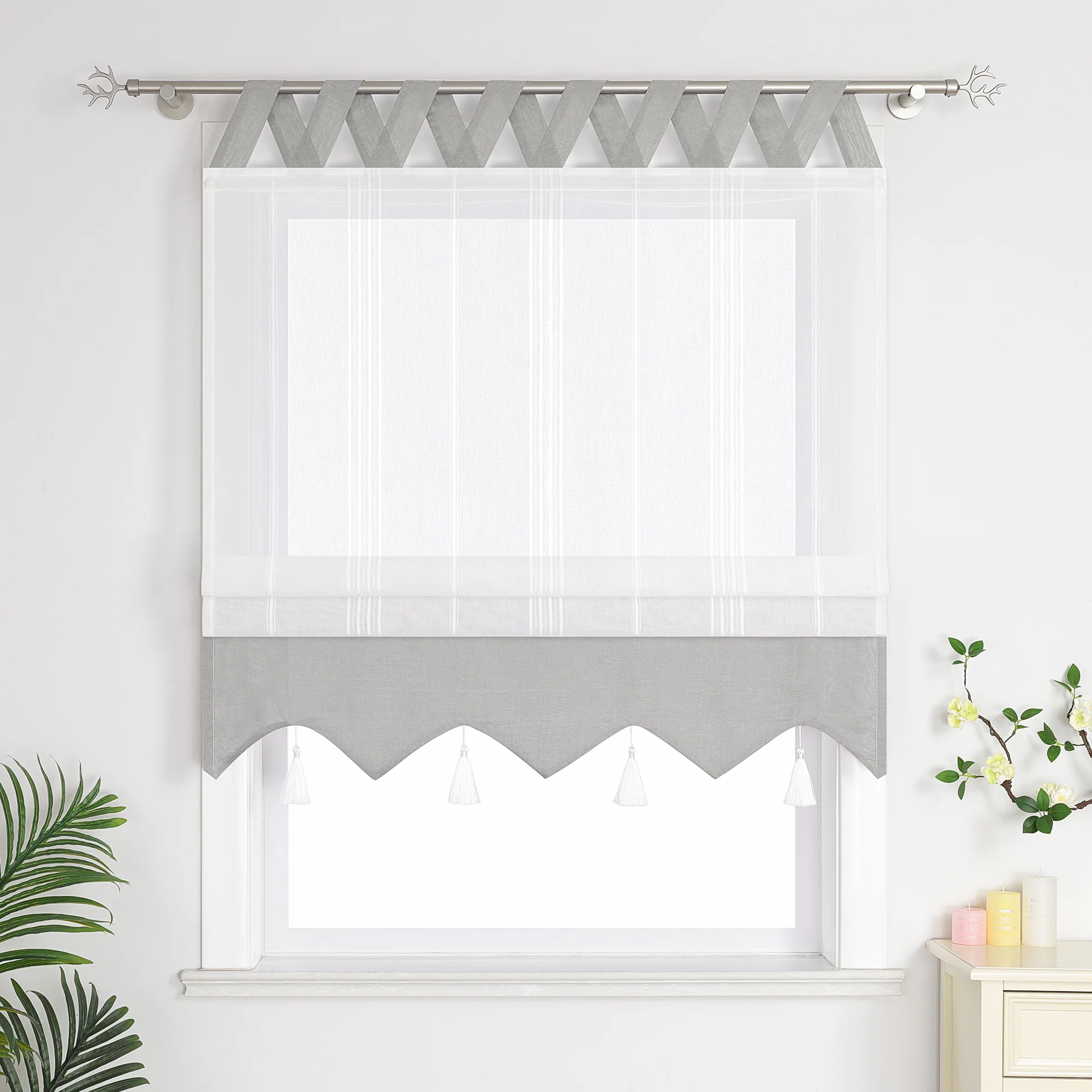 Delien Raffrollo mit Schlaufen und Quasten | Elegantes Design für stilvolle Fenster