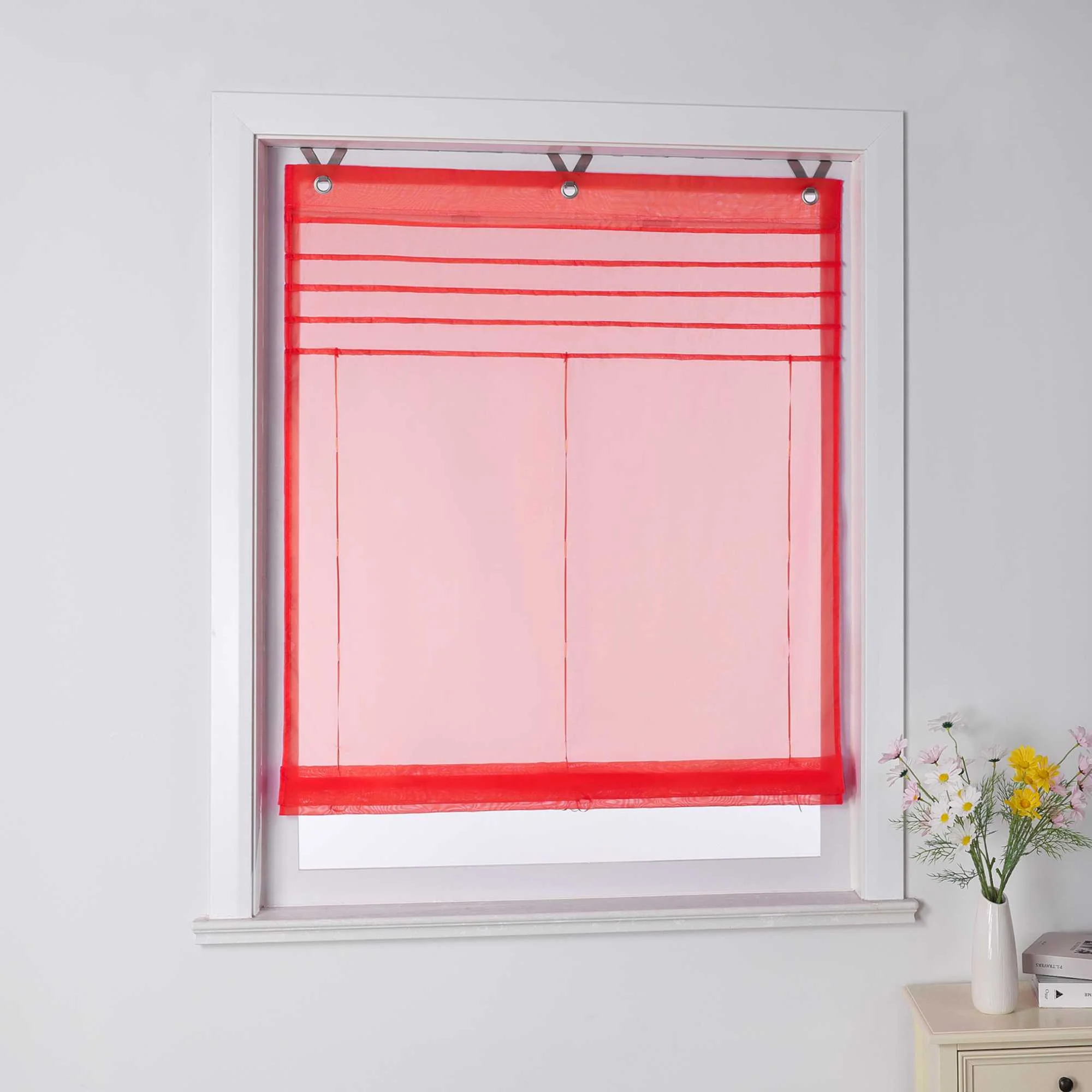 Rollos mit V-Haken halbtransparent lichtdurchlässig Unifarbe hochziehbar 1 Stück