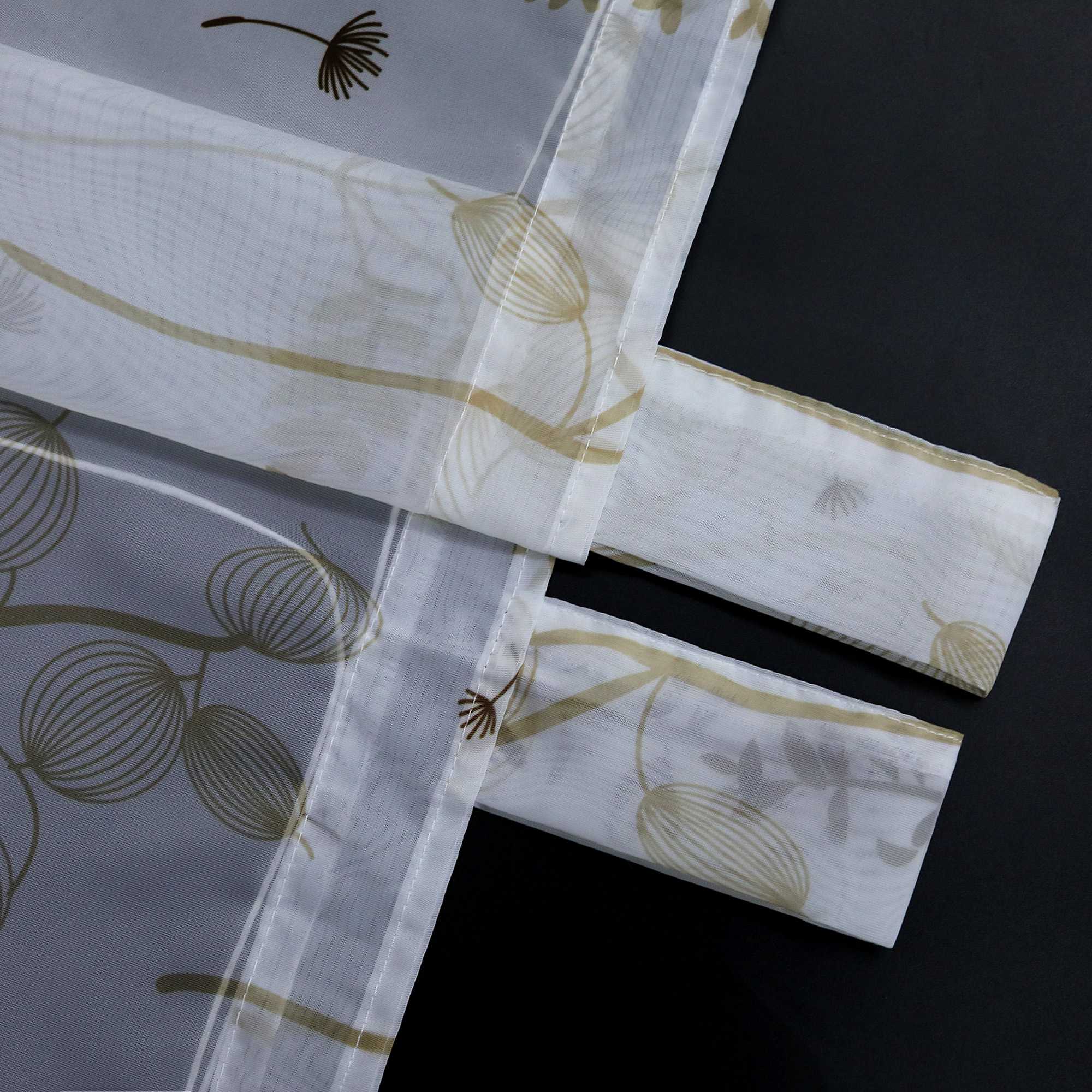 Raffrollo mit Schlaufen Voile Raffgardine Modern Küche Gardinen mit Laternenblume Muster Wohnzimmer Halbtransparent