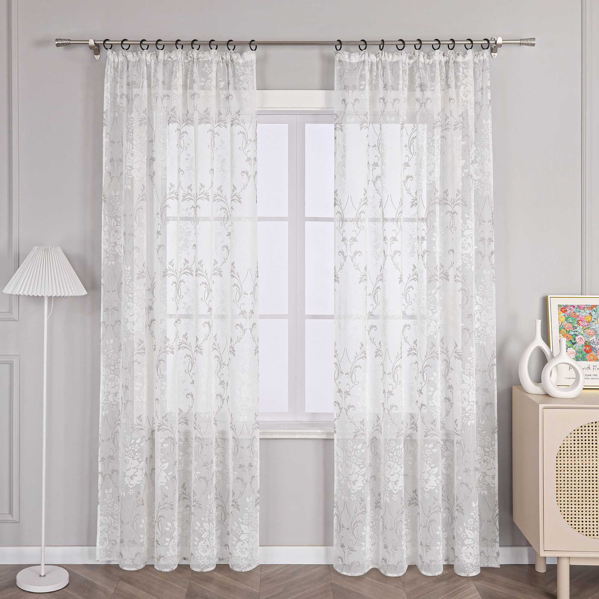 Vorhang mit Kräuselband Voile Gardine Ausbrenner Fensterschal Transparent Schlafzimmer Wohnzimmer 1 Stück