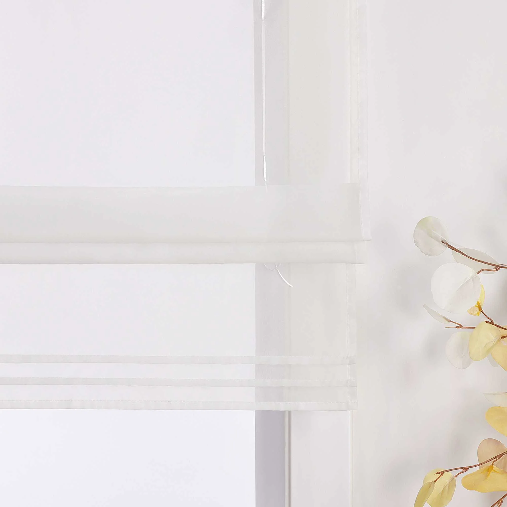 Rollos Schlaufengardine Unifarbe transparent Voile mit Dekofalten 1 Stück