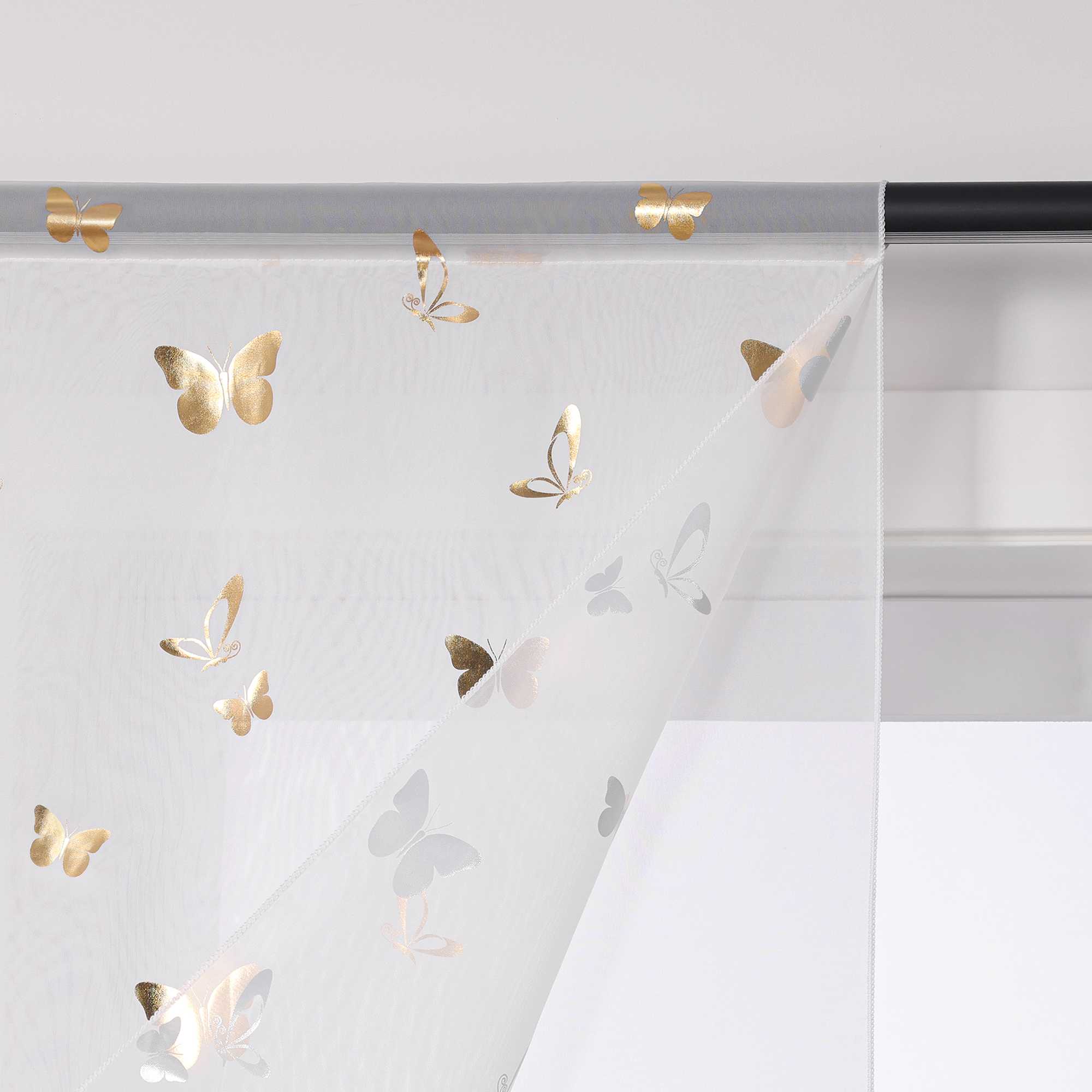 Scheibengardine Bistrogardine mit Schmetterlingsmuster Modern Voile Küche Gardinen Transparent 1 Stück