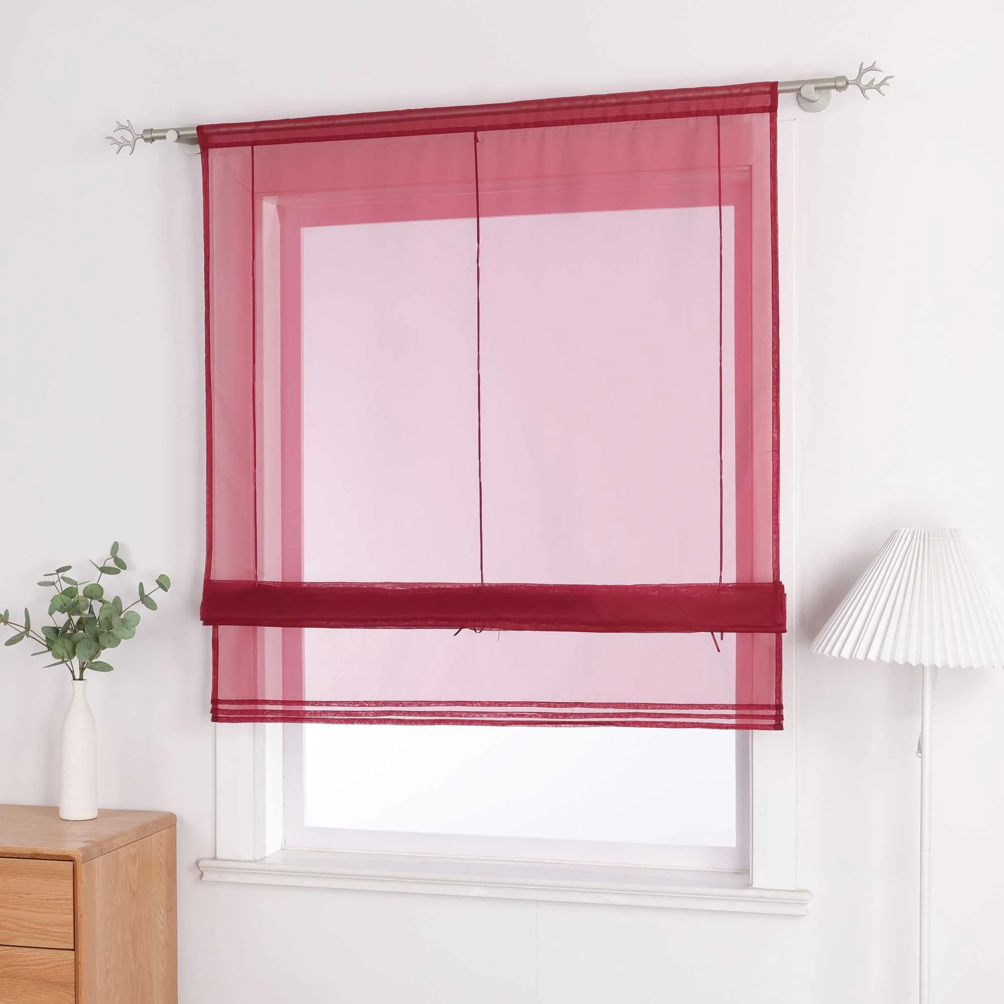 Rollos durch Stangendurchzug Transparente Luftig Unifarbig 1 Stück