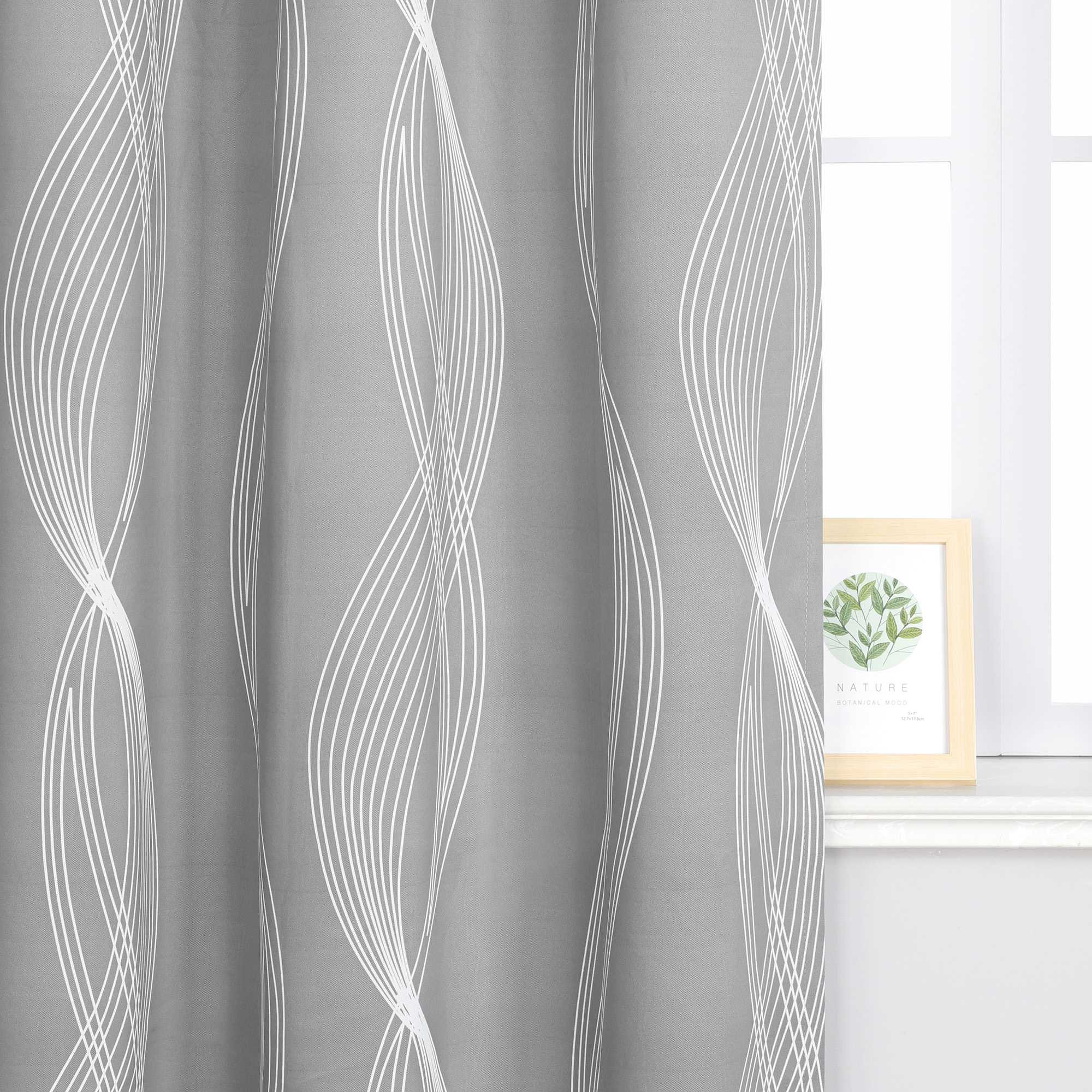Verdunkelungsvorhänge Ösenschal Blickdichte Gardinen Modern Thermovorhang Wohnzimmer mit Wasserwellenmuster 1 Stück