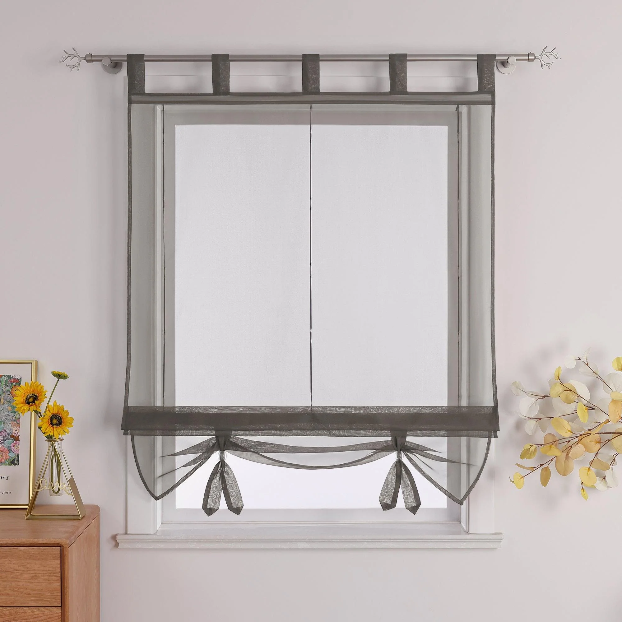 Rollos Kräuselbandgardine Transparente Fensterdeko Luftdurchlässig hochziehbar Unifarbe 1 Stück