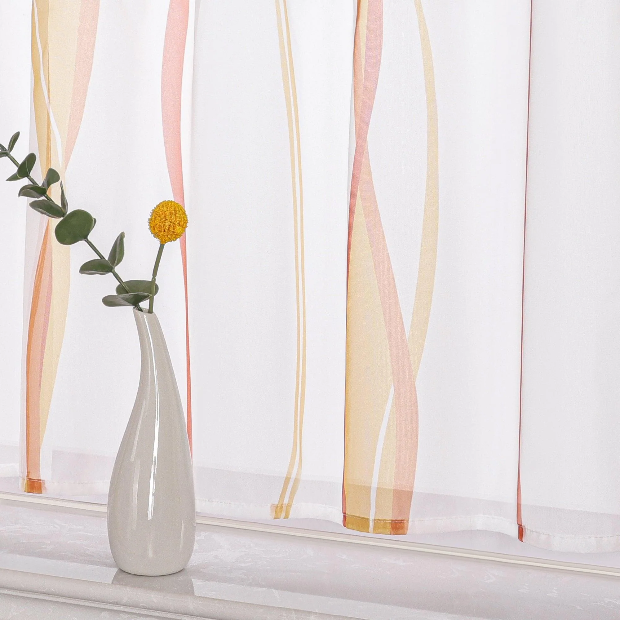 Moderner Scheibengardine mit Schlaufen und dezentem Streifenmuster transparenter Vorhang 1 Stück