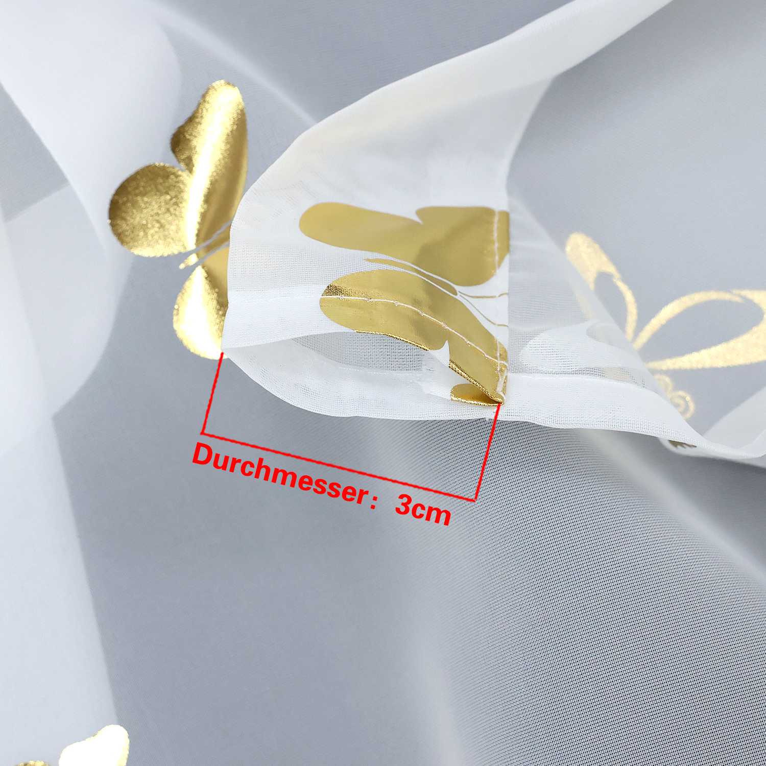 Rollos durch Stangendurchzug transparent mit Schmetterlingsmuster hochziehbare Falten 1 Stück