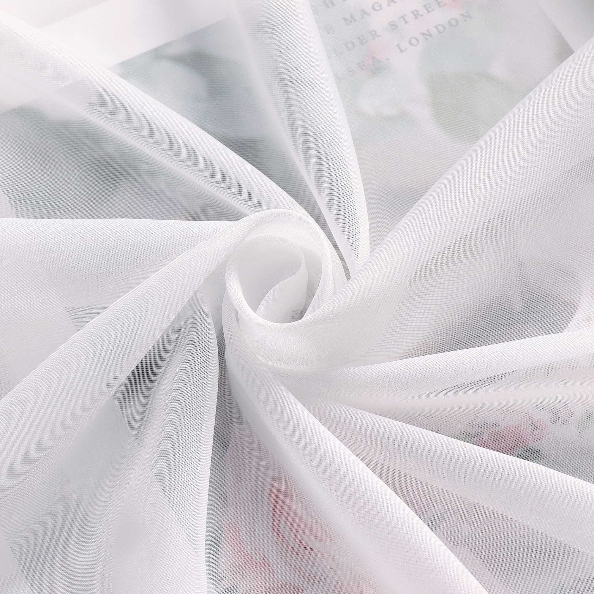 Raffrollo Voile Raffgardinen mit Schlaufen Küche Fenster Vorhänge mit Blumenmuster Stickerei Transparent Weiß 1 Stück