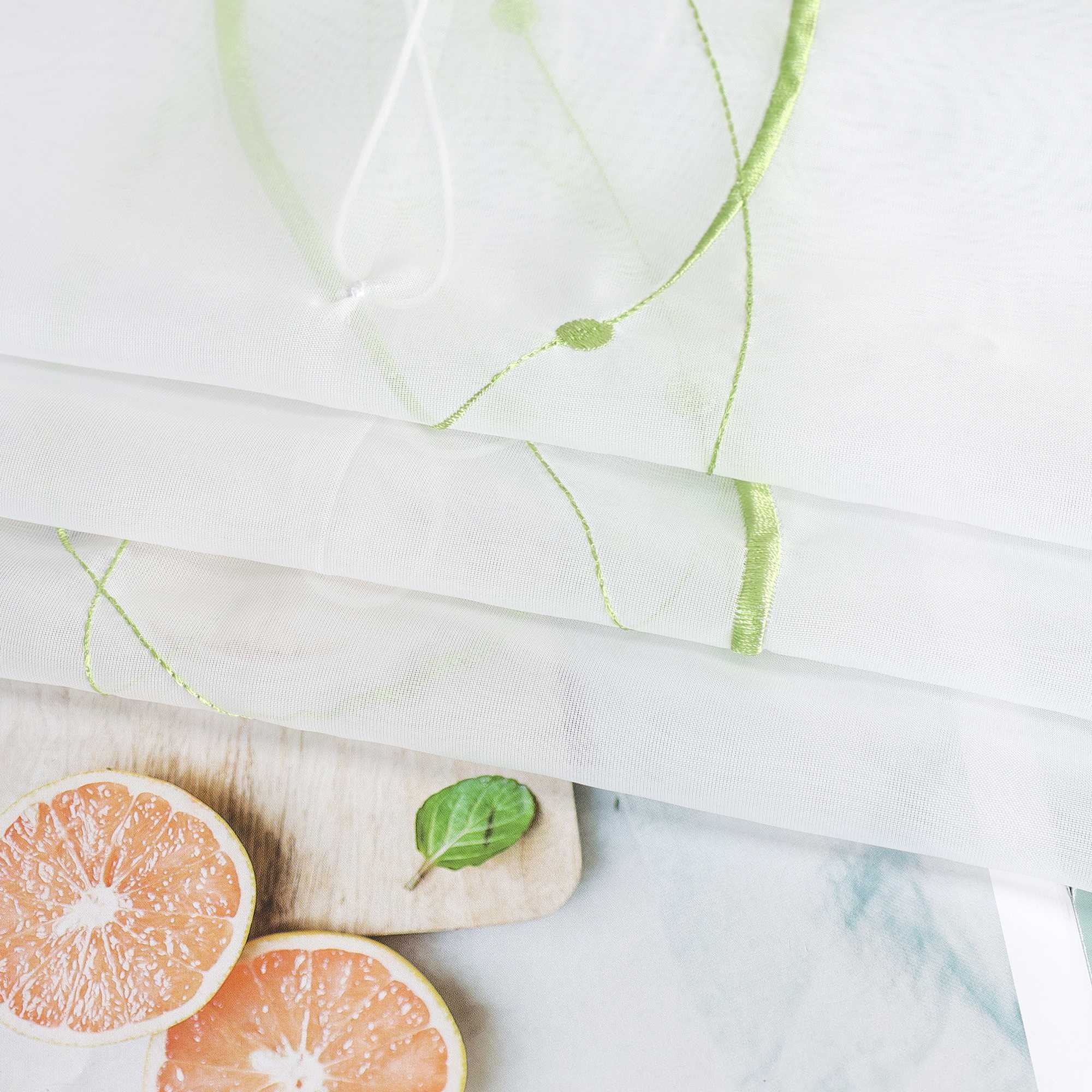 Rollos ohne Bohren Weiß Raffgardine mit Ösen Transparent Gardinen mit U-Haken Ösenrollo Modern Bestickt 1 Stück