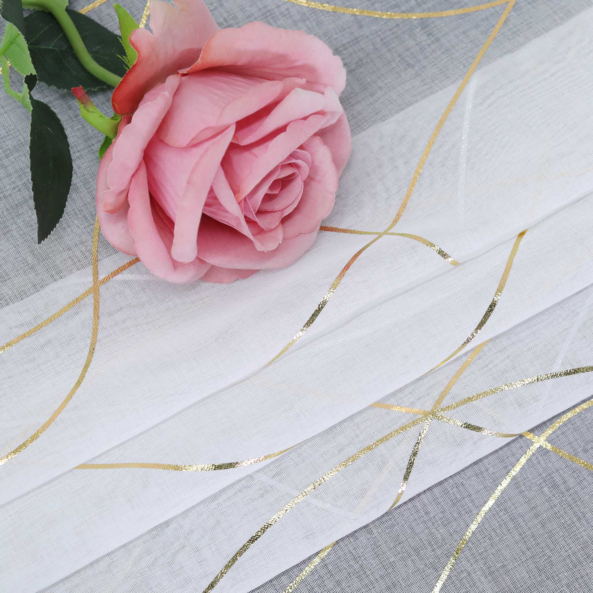 Raffrollo Voile Raffgardinen mit Wellenstreifen durch Tunnelzug Satinband Halbtransparent