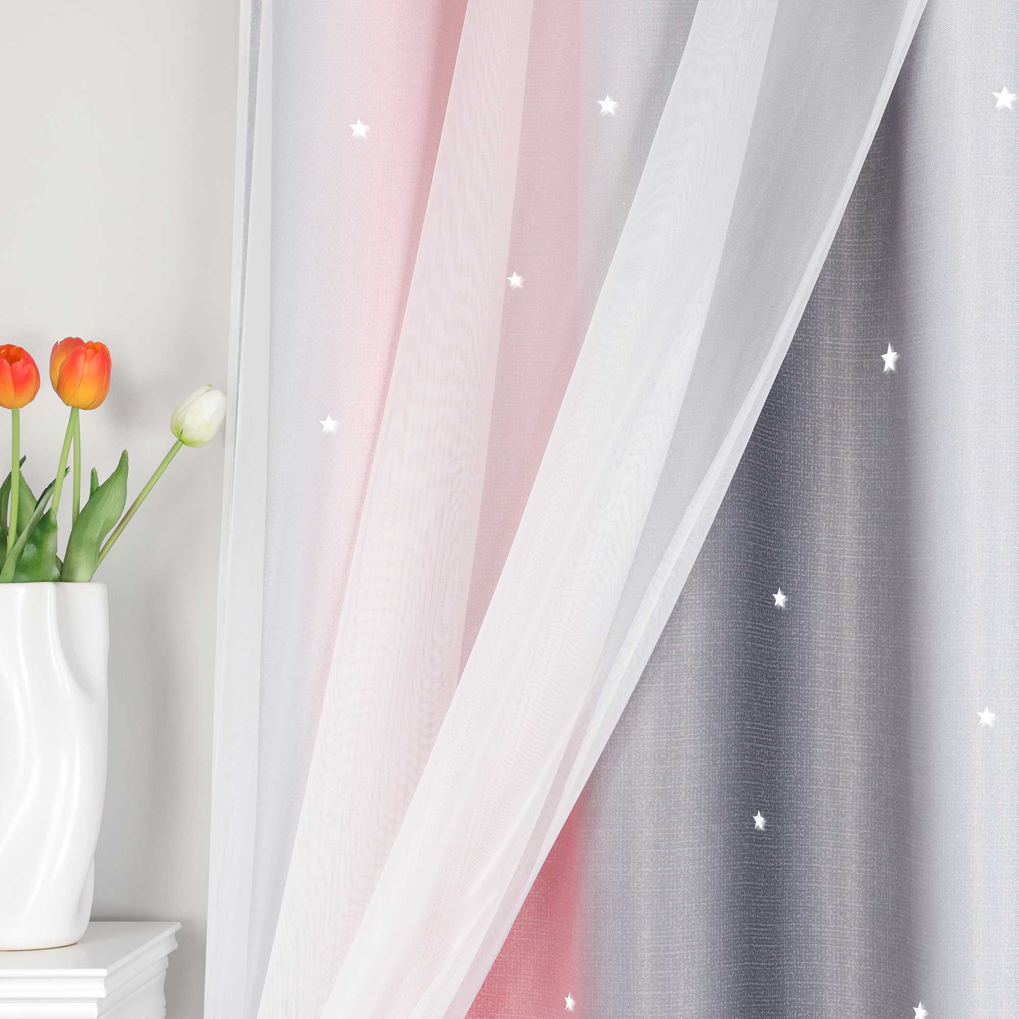 2-in-1 Vorhang Kinderzimmer mit Sternen 1 stück