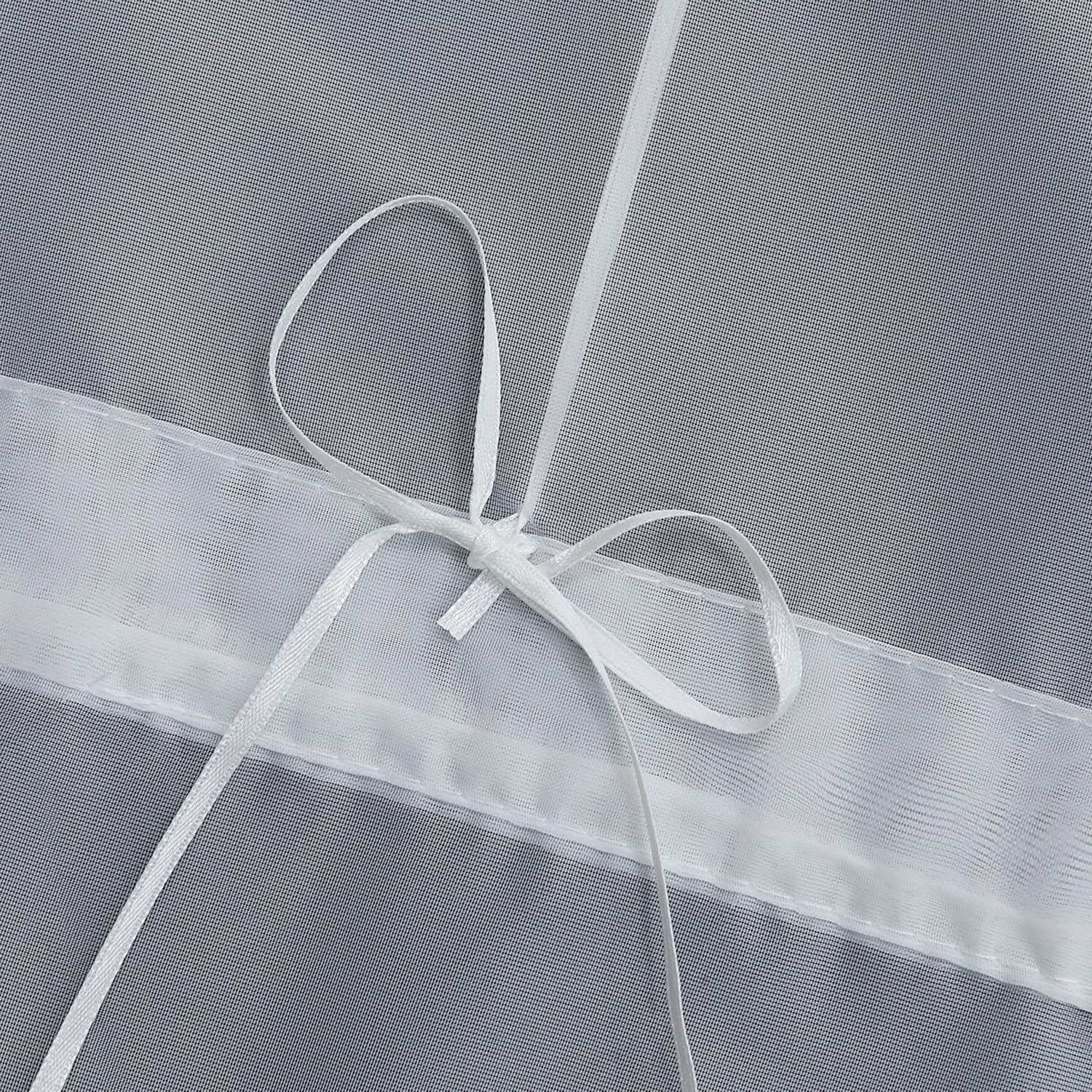 Raffrollo mit Schlaufen Modern Raffgardinen Voile Küche Gardine mit Stickerei Landhausstil Weiß