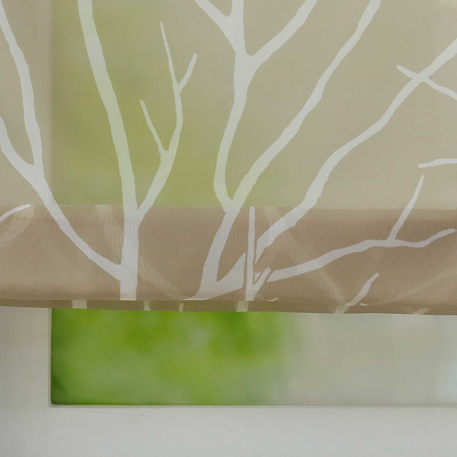 Rollos mit U-Haken halbtransparent Zweigmuster Lichtdurchlässig 1 Stück