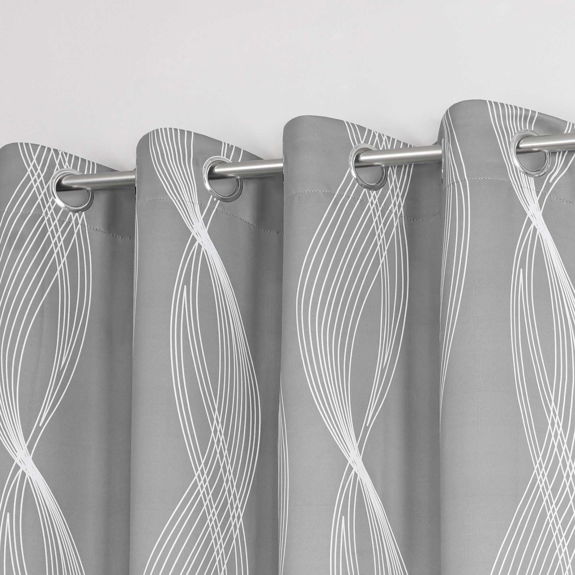 Verdunkelungsvorhänge Ösenschal Blickdichte Gardinen Modern Thermovorhang Wohnzimmer mit Wasserwellenmuster 1 Stück