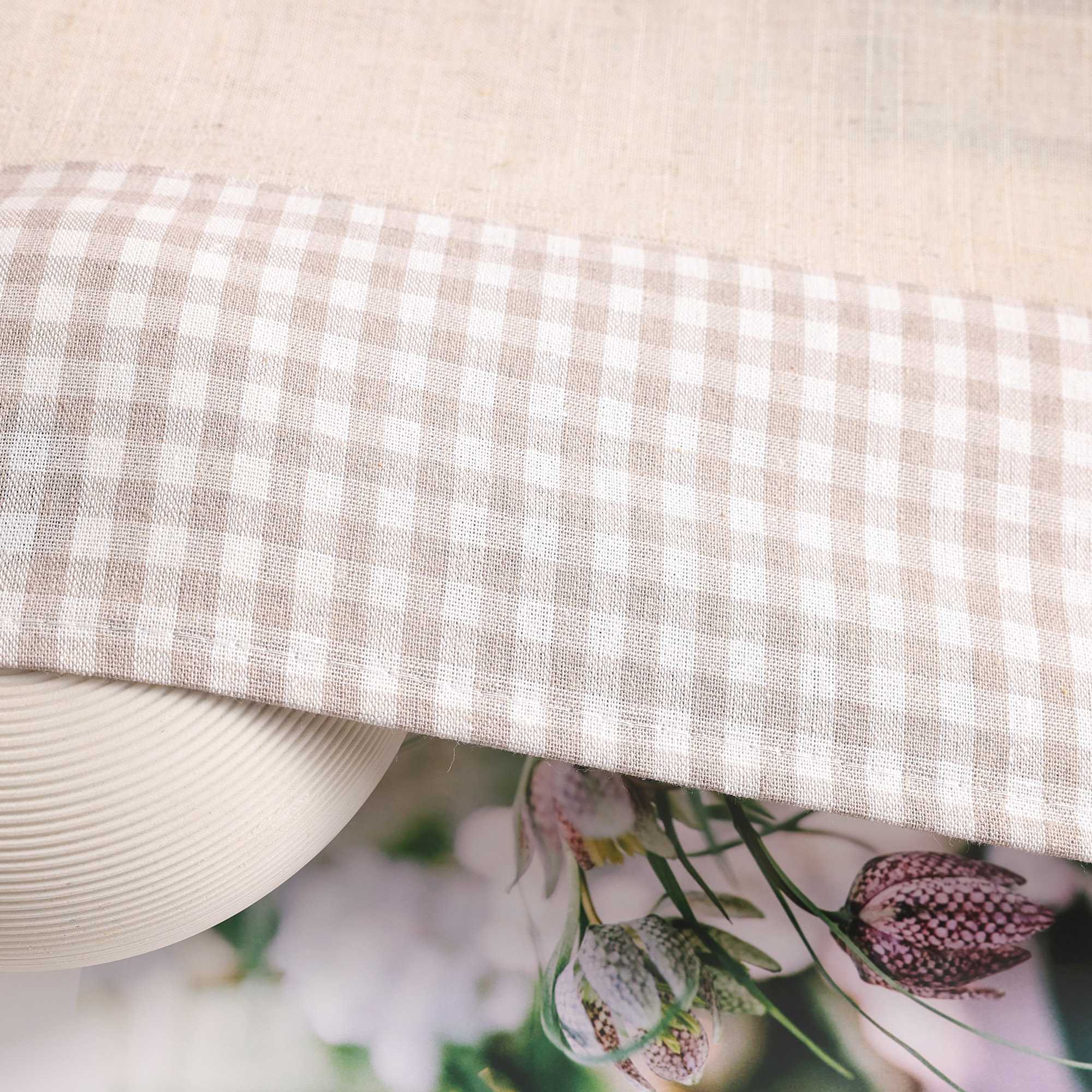 Scheibengardine mit Schlaufen karierte Bistrogardinen Leinen Küche Vorhang Halbtransparent