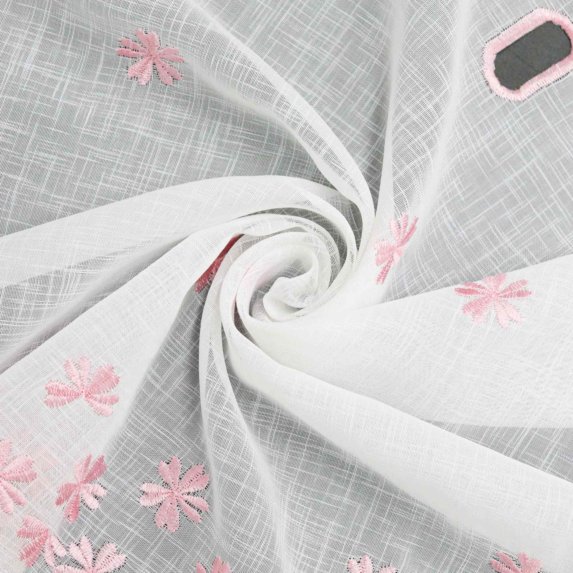 Scheibengardinen mit kleinen Blumenmuster Stickerei im Landhausstil